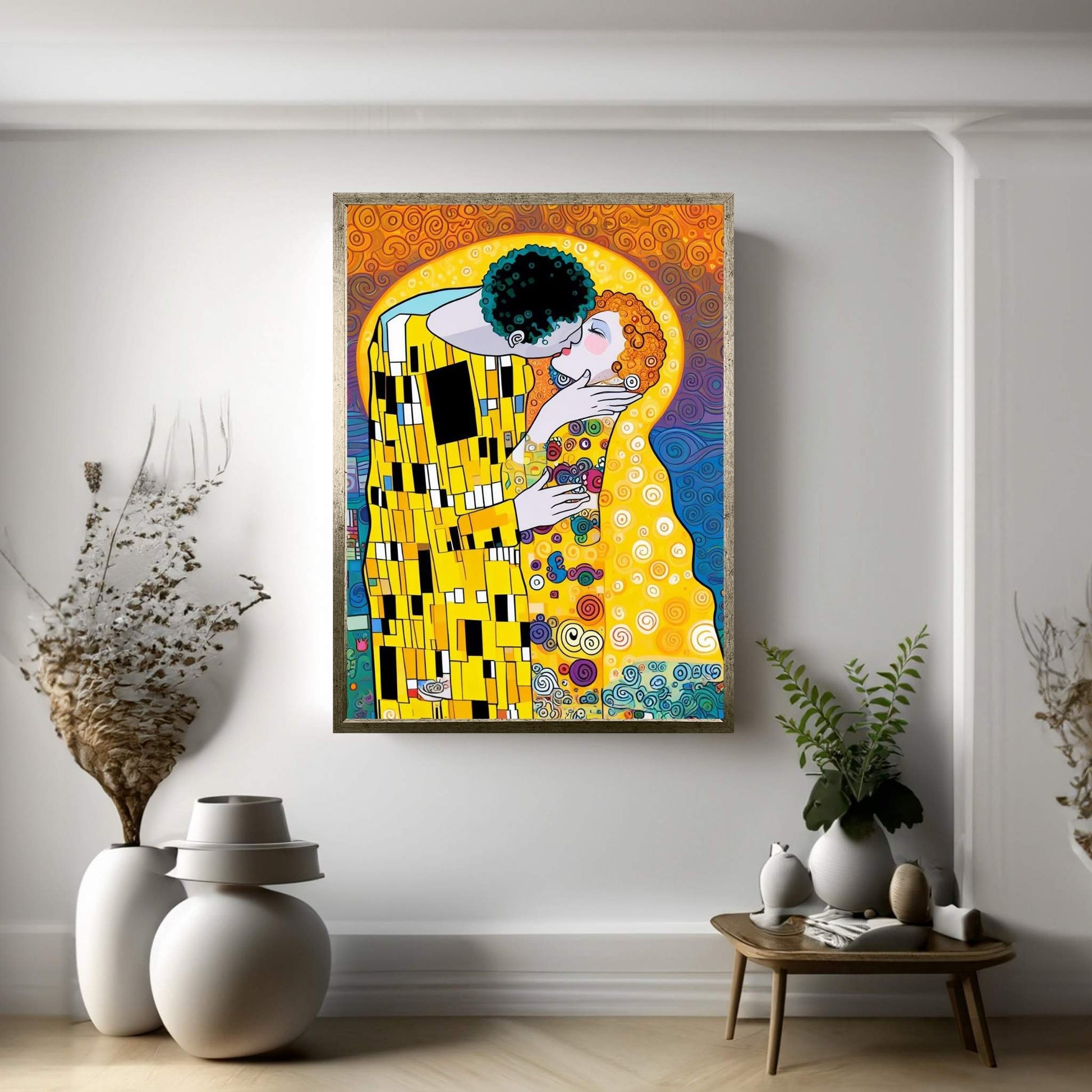 Gustav Klimt The Kiss Reproduction Canvas Wall Art - Y Canvas