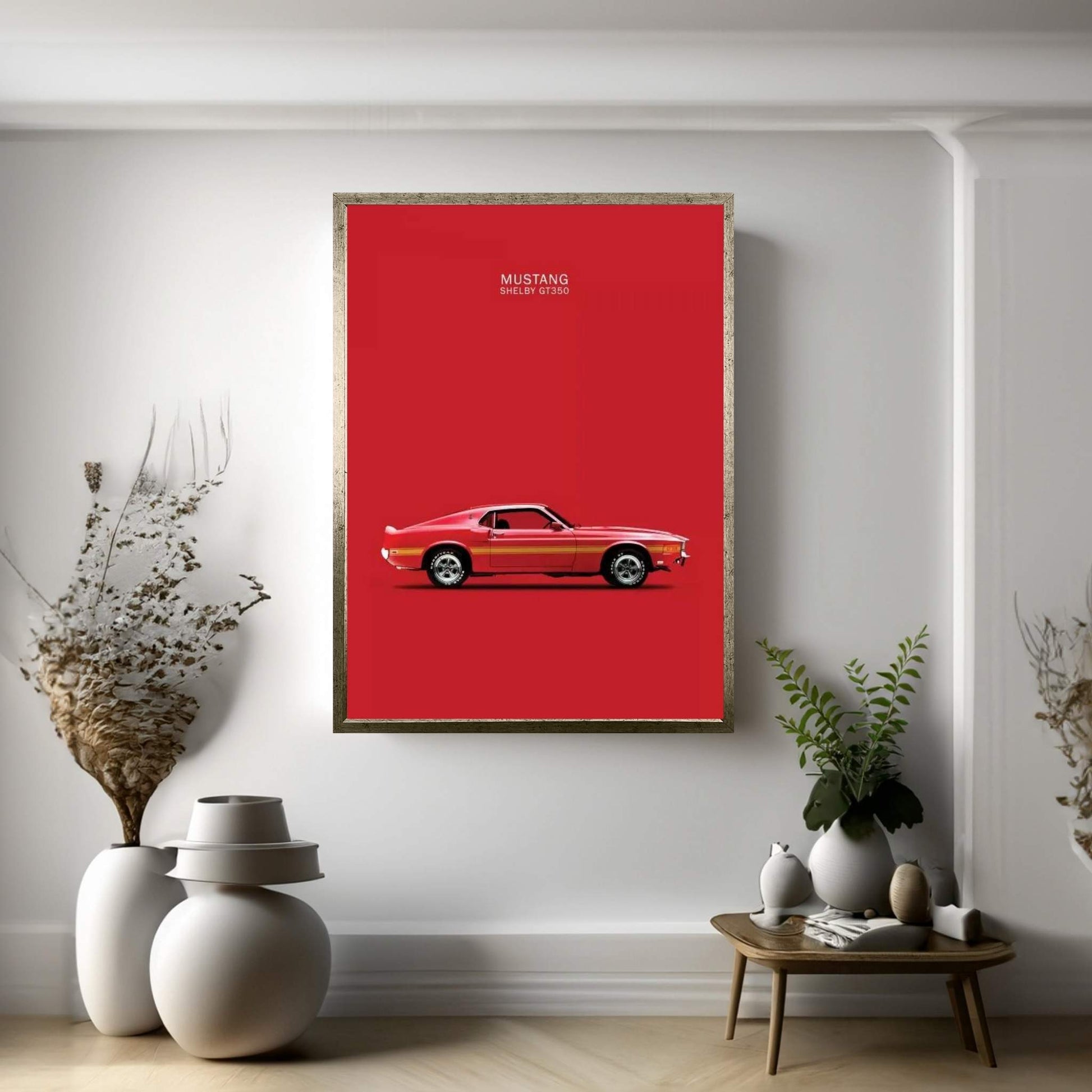 1969 Ford Mustang Shelby GT350 (Red) Canvas Wall Art - Y Canvas