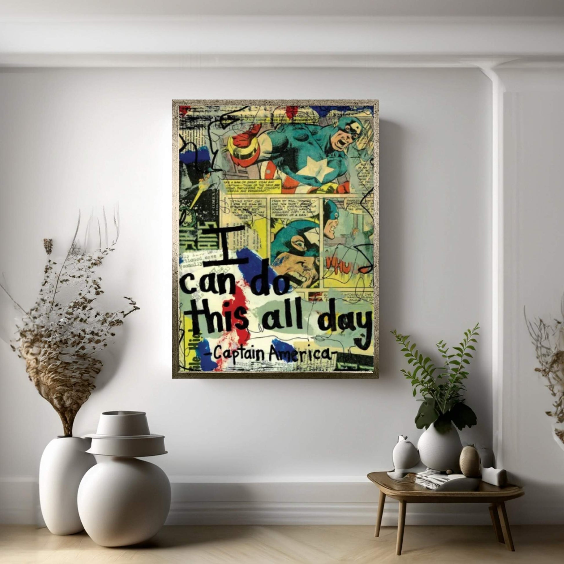 All Day Captain America Canvas Wall Art - Y Canvas