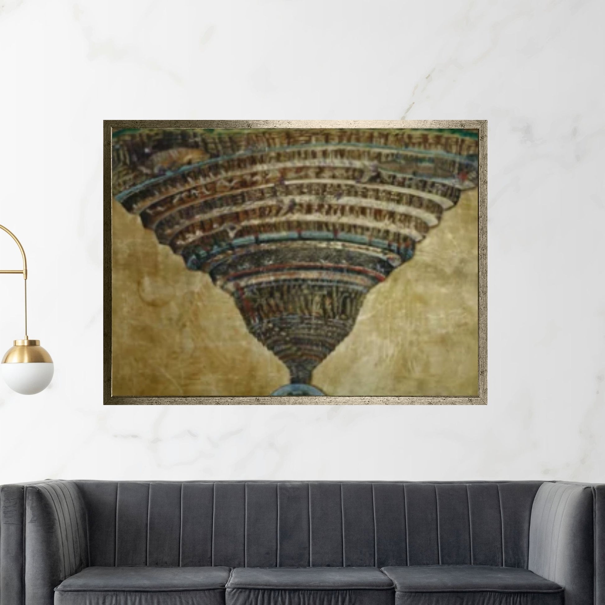 Sandro Botticelli : The Map of Hell - Dante, The Divine Comedy (1485) Canvas Wall Art Print Poster - Y Canvas