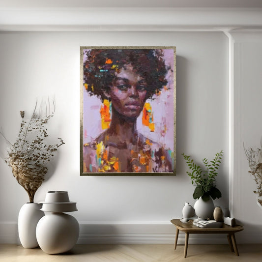 Black Woman Portrait, Afro Art, Colorful Wall Art,African Woman Makeup Wall Art - Y Canvas