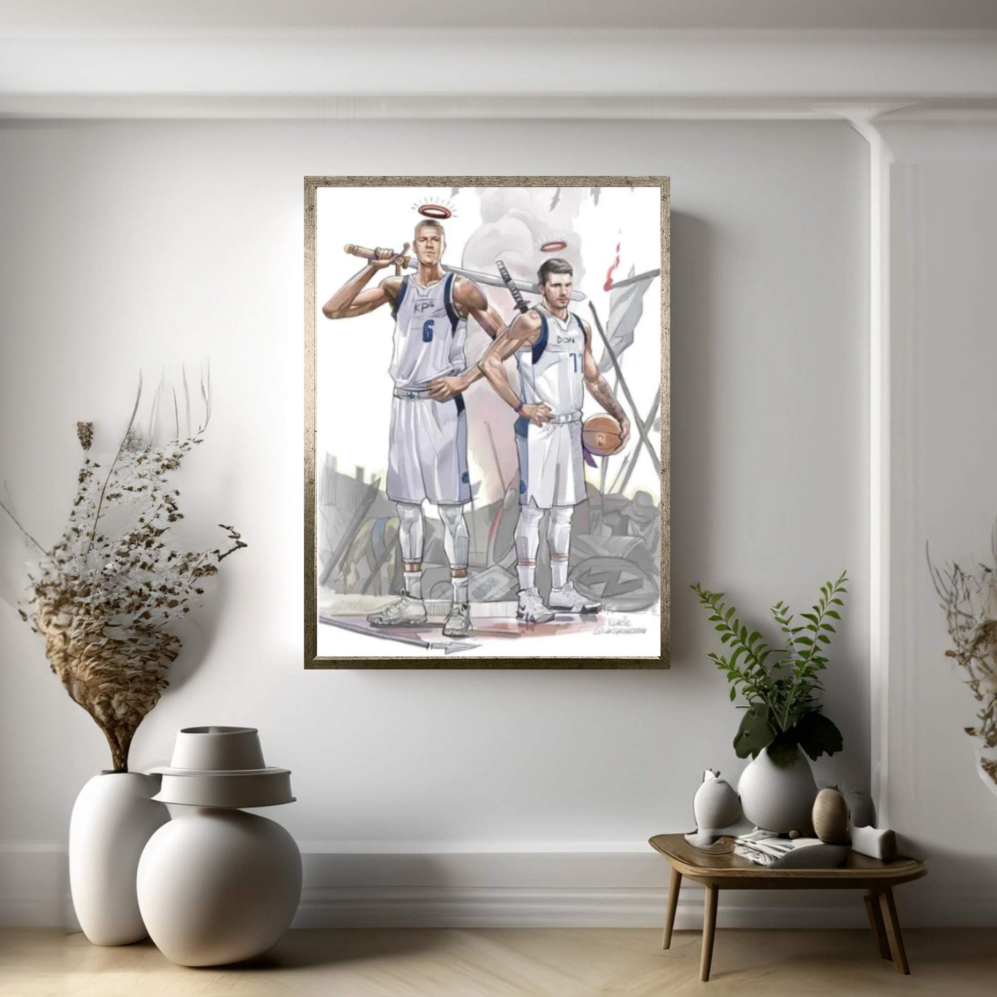 Two Warriors Canvas Wall Art - Y Canvas