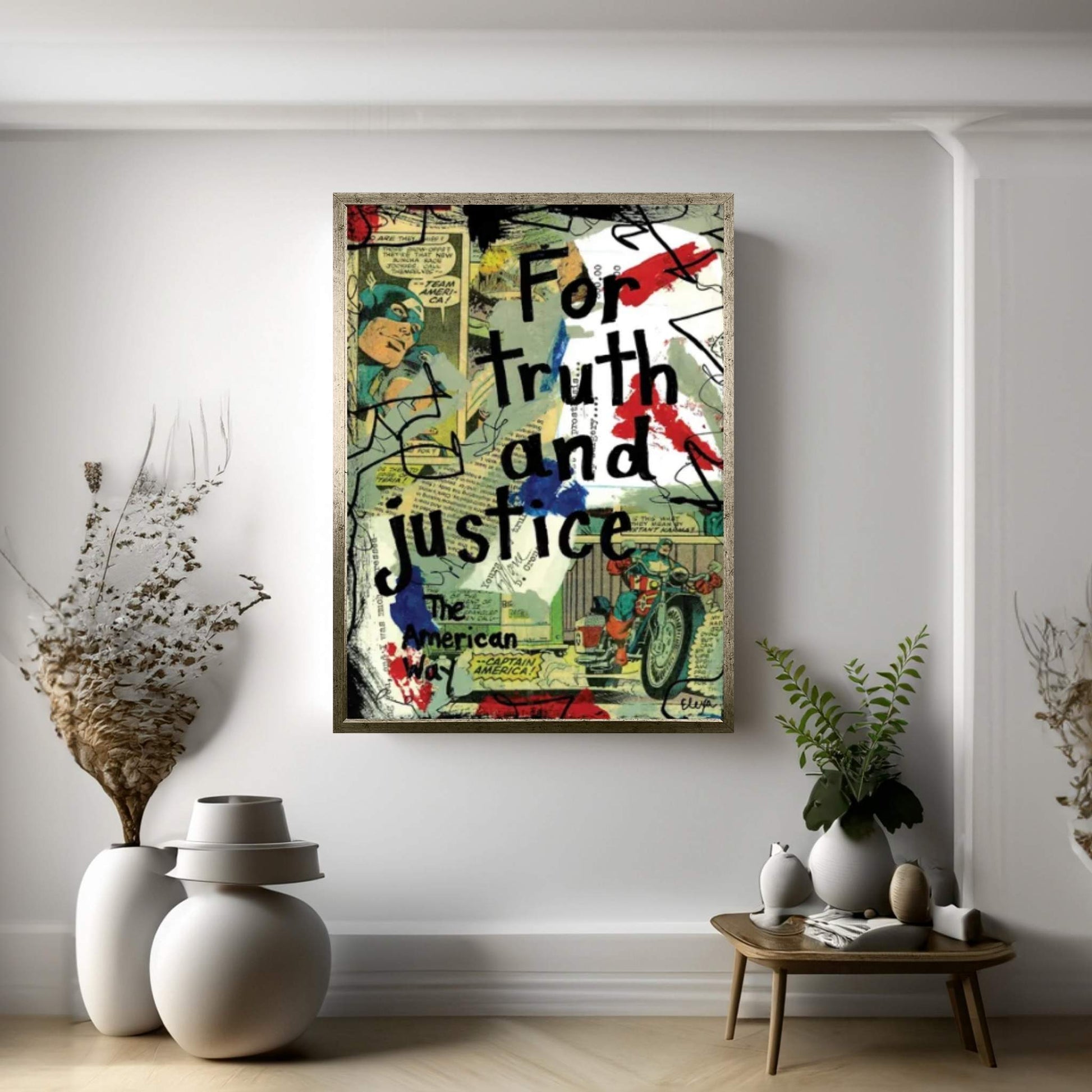 Truth Justice Captain America Canvas Wall Art - Y Canvas