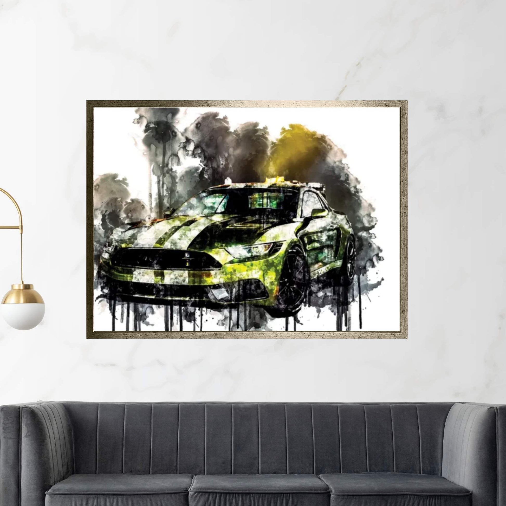 Car 2017 Ford Mustang NotchBack Design Canvas Wall Art - Y Canvas