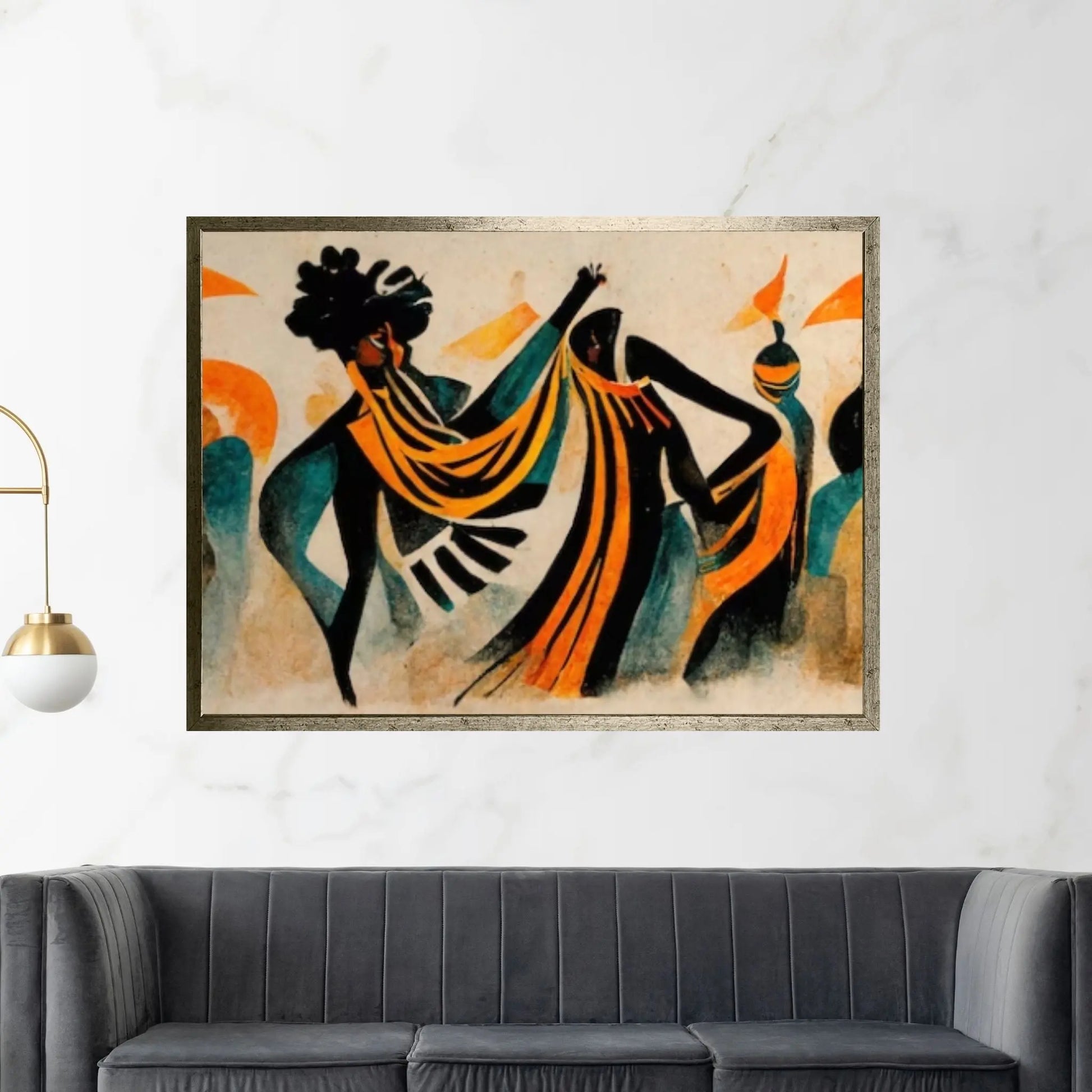 Modern African Canvas Wall Art - Colorful and Abstract Dancing People - Y Canvas