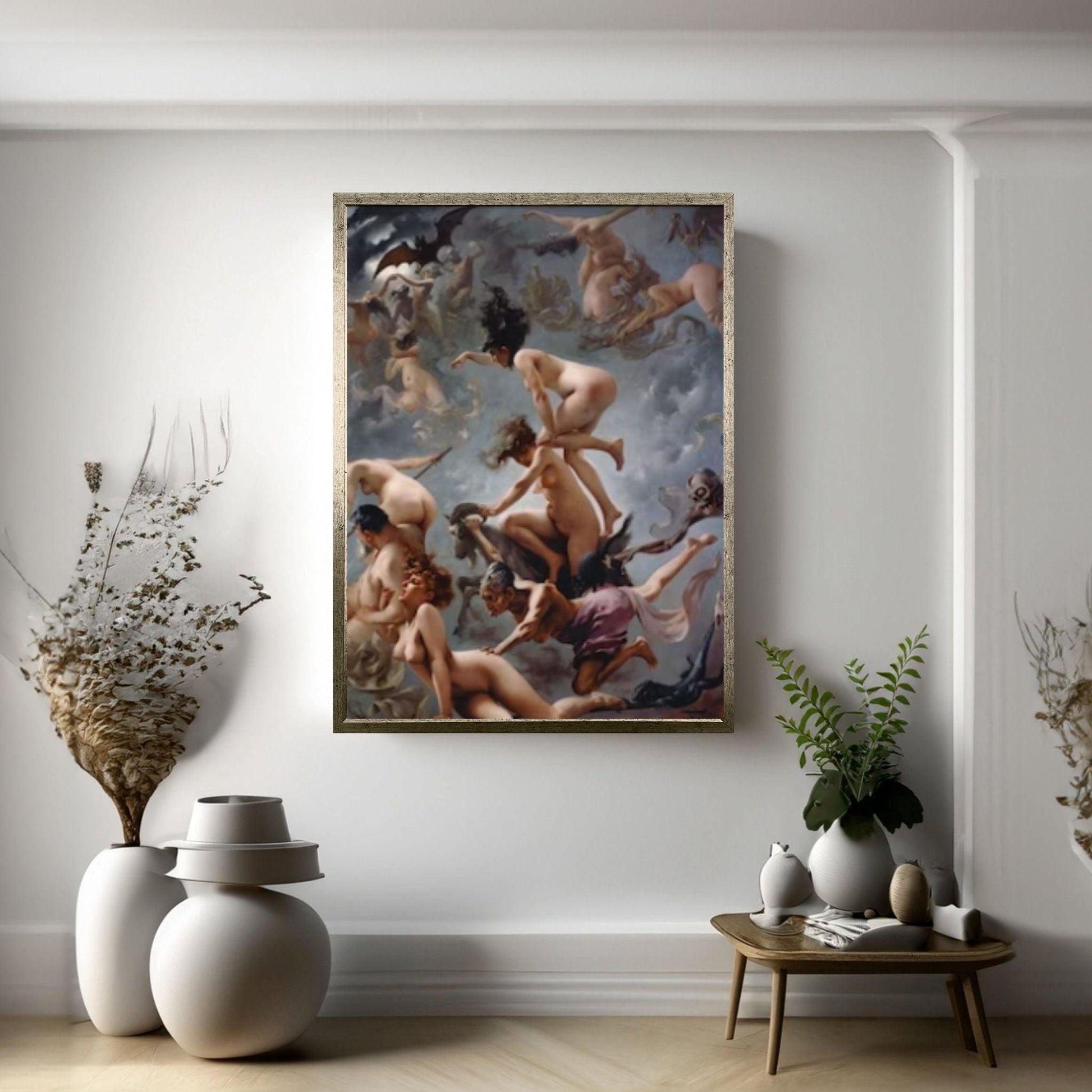 Large Witches Going to Their Sabbath Canvas Wall Art, Luis Ricardo Falero Print on Canvas - Y Canvas