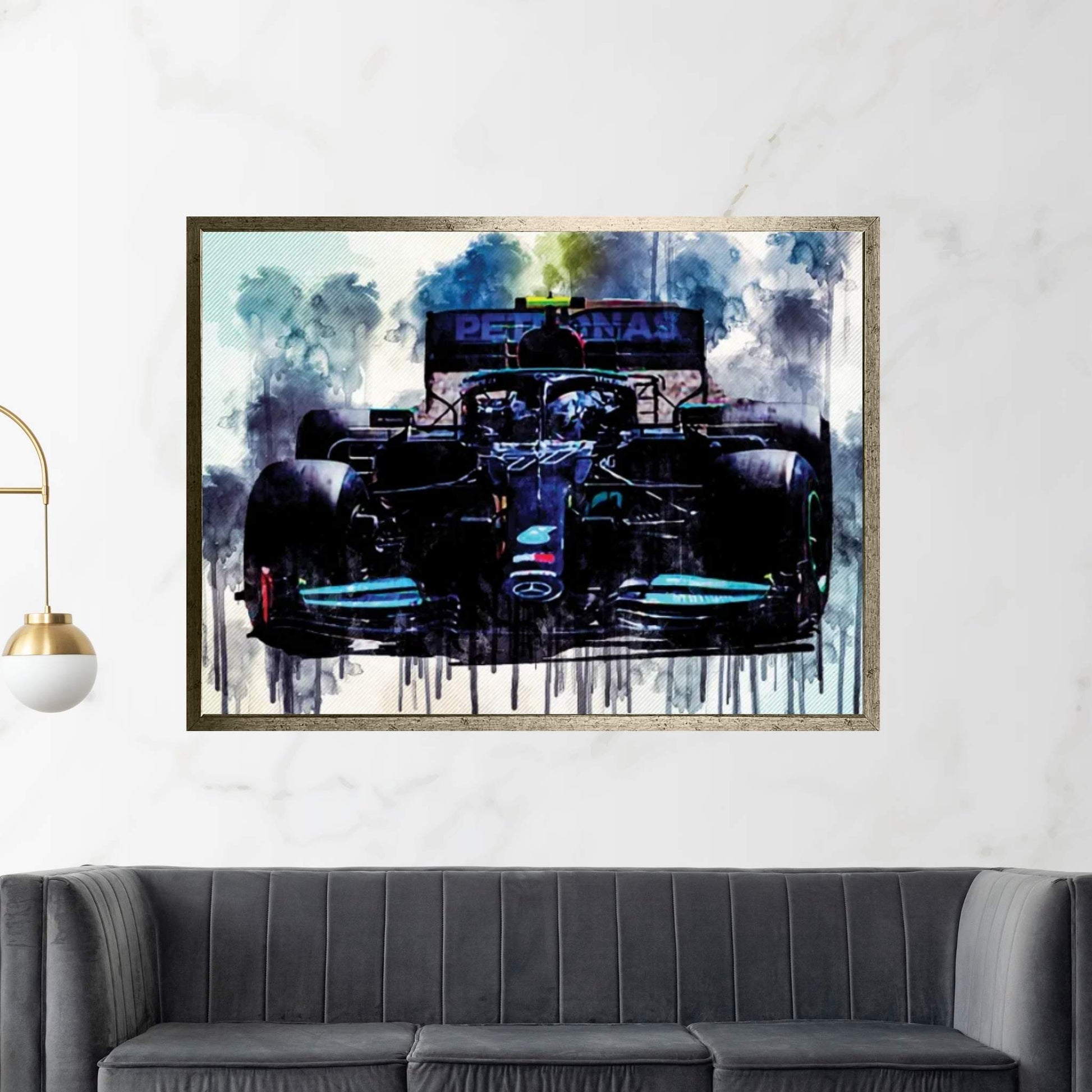 Valtteri Bottas Raceway 2021 Mercedes-Amg F1 W12 Mercedes-Amg Petronas Formula One Team British Racing Drivers Formula 1 F1 Canvas Wall Art - Y Canvas