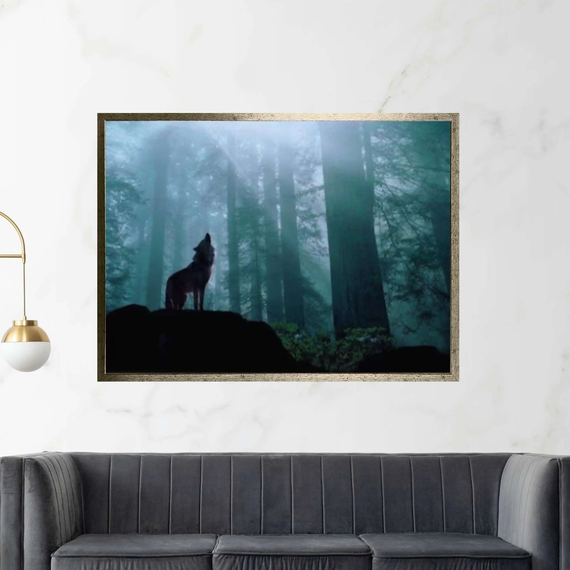 American Indian Art Canvas-Wolf Howl in Forest Animal Art Poster Canvas/Printed Picture Wall Art Print - Y Canvas