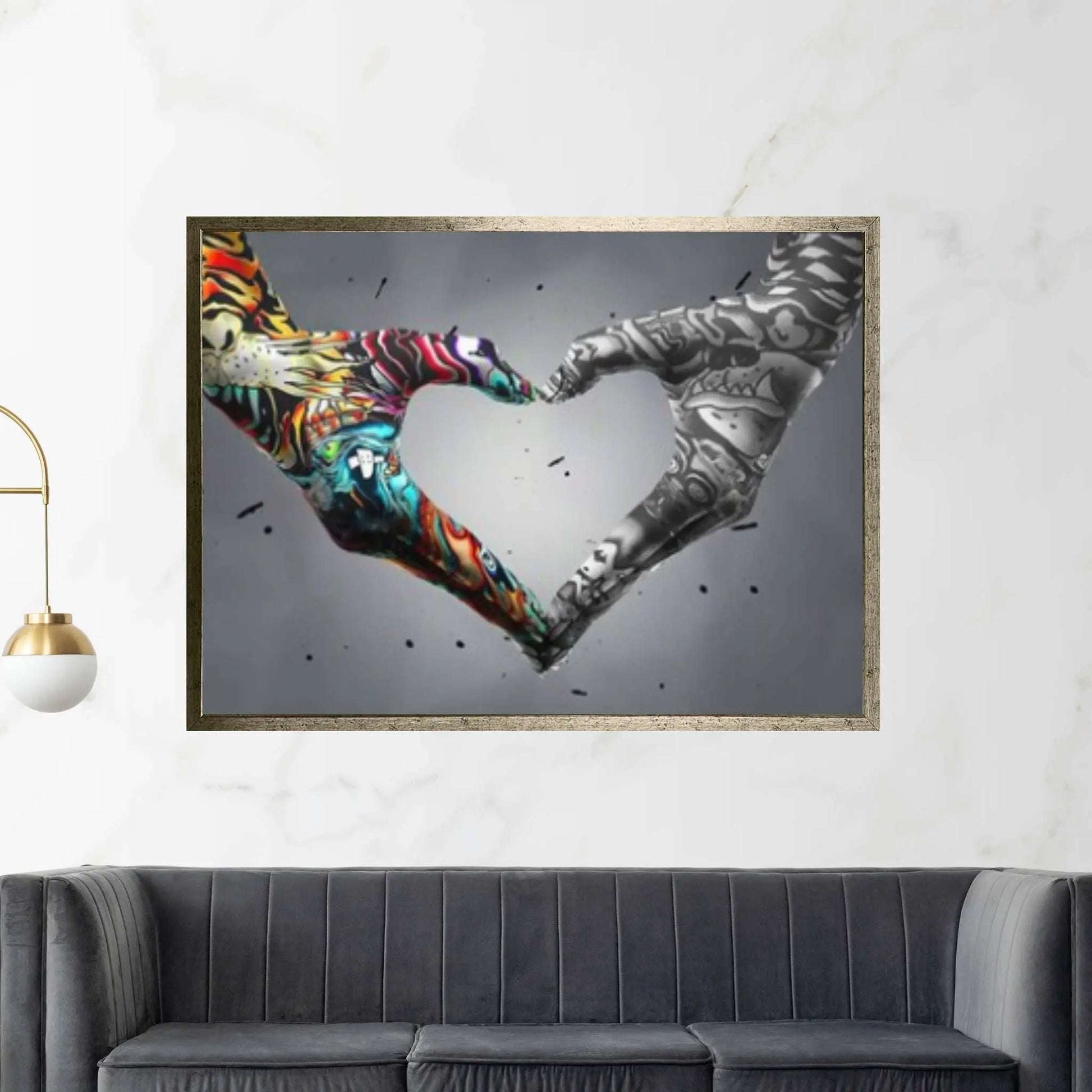 Banksy Canvas Wall Art, Graffiti Heart Sign Hands Canvas, Banksy Wall Art, Graffiti Canvas Painting - Y Canvas