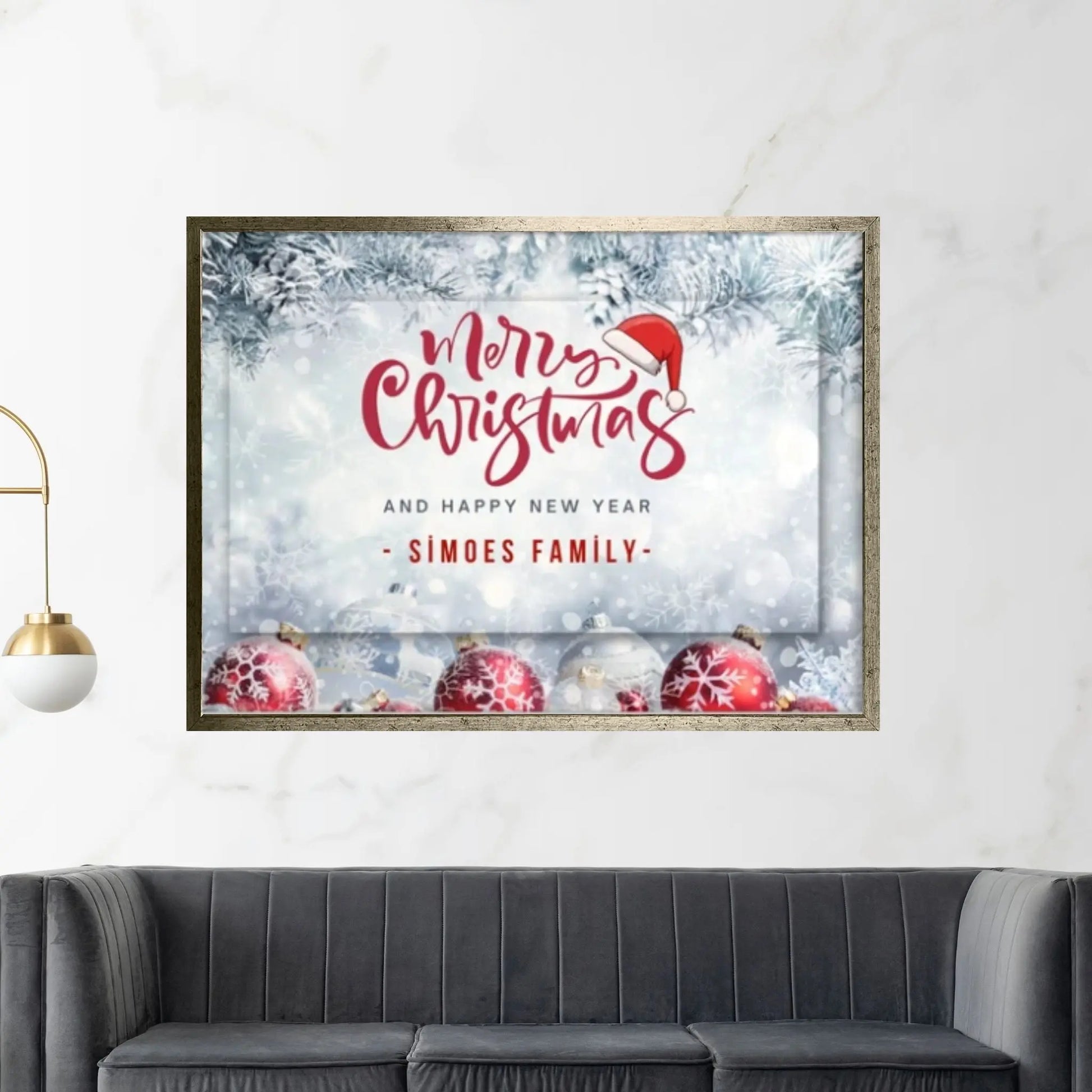 Christmas Decor Sign Personalized Custom Family Welcome Home Holiday Wall Art Canvas Print Decorations Name Sign Modern Farmhouse Wall Decor - Y Canvas