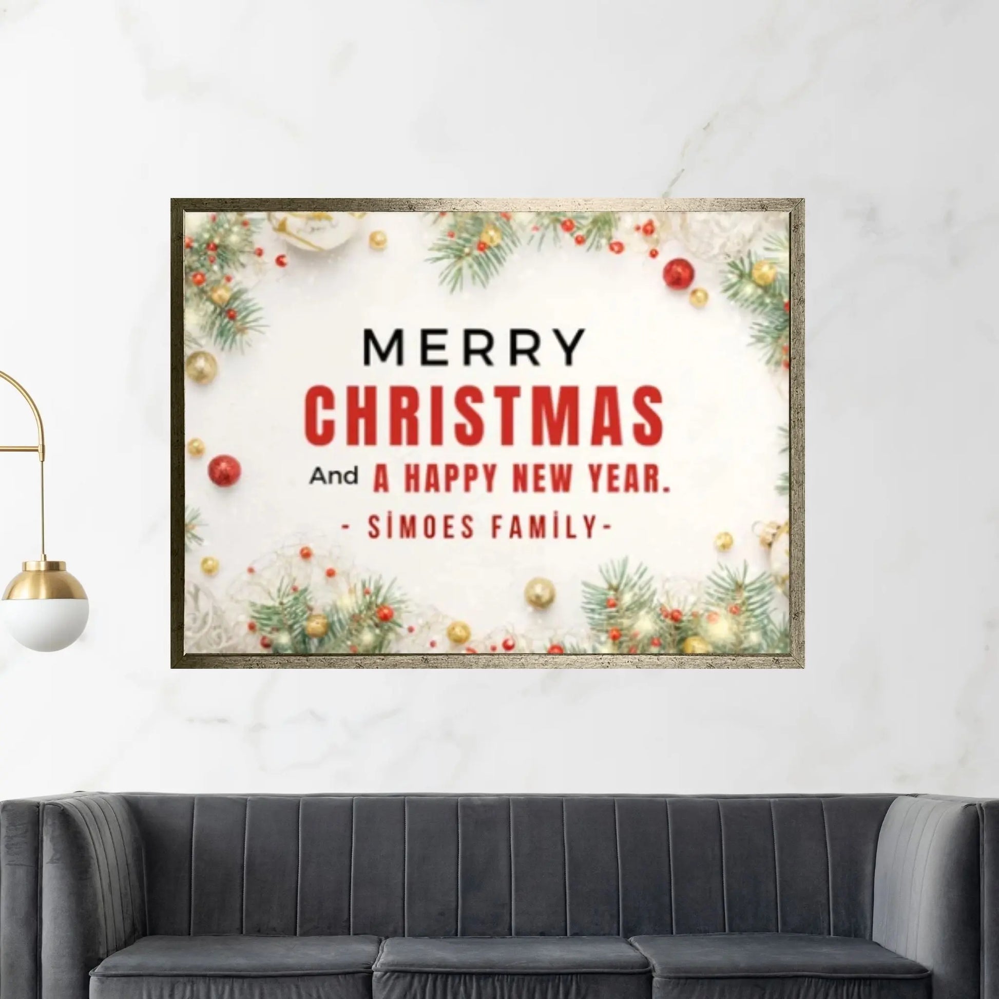 Christmas Decor Sign Personalized Custom Family Welcome Home Holiday Wall Art Canvas Print Decorations Name Sign Modern Farmhouse Wall Decor - Y Canvas