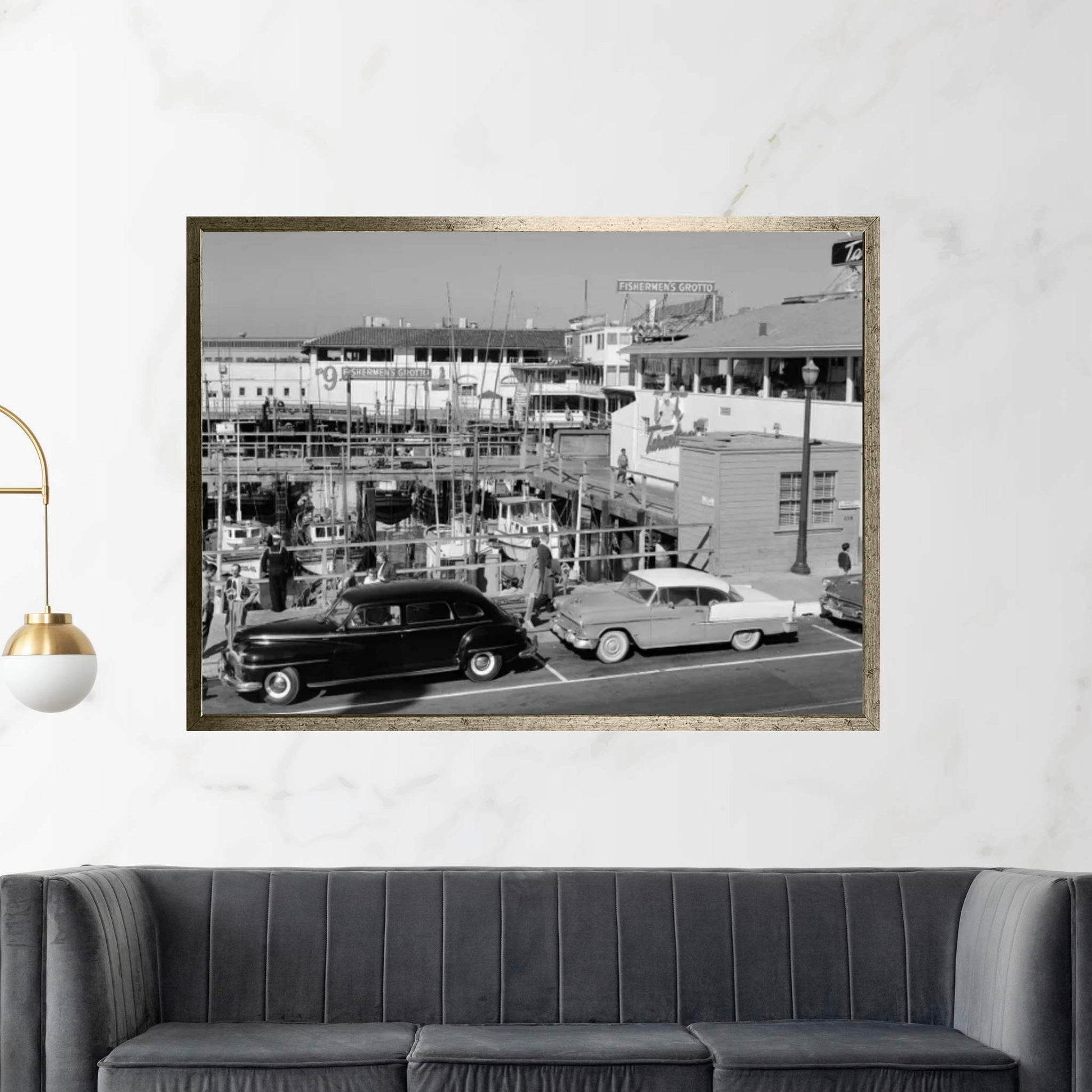 1950s-1960s Fisherman's Wharf San Francisco Ca USA Canvas Wall Art - Y Canvas