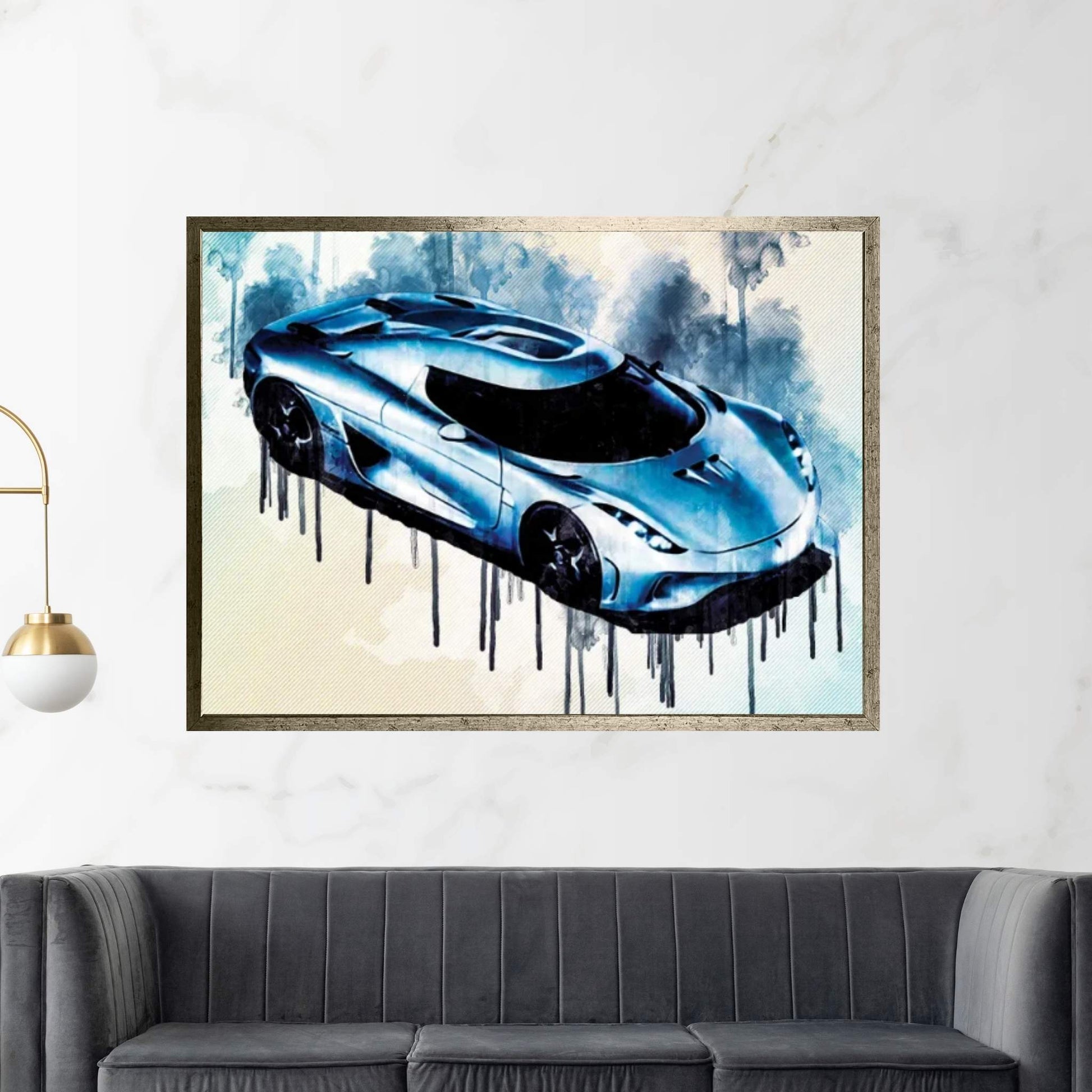 Koenigsegg Regera Hypercar Top View Silver Regera Supercar Canvas Wall Art - Y Canvas