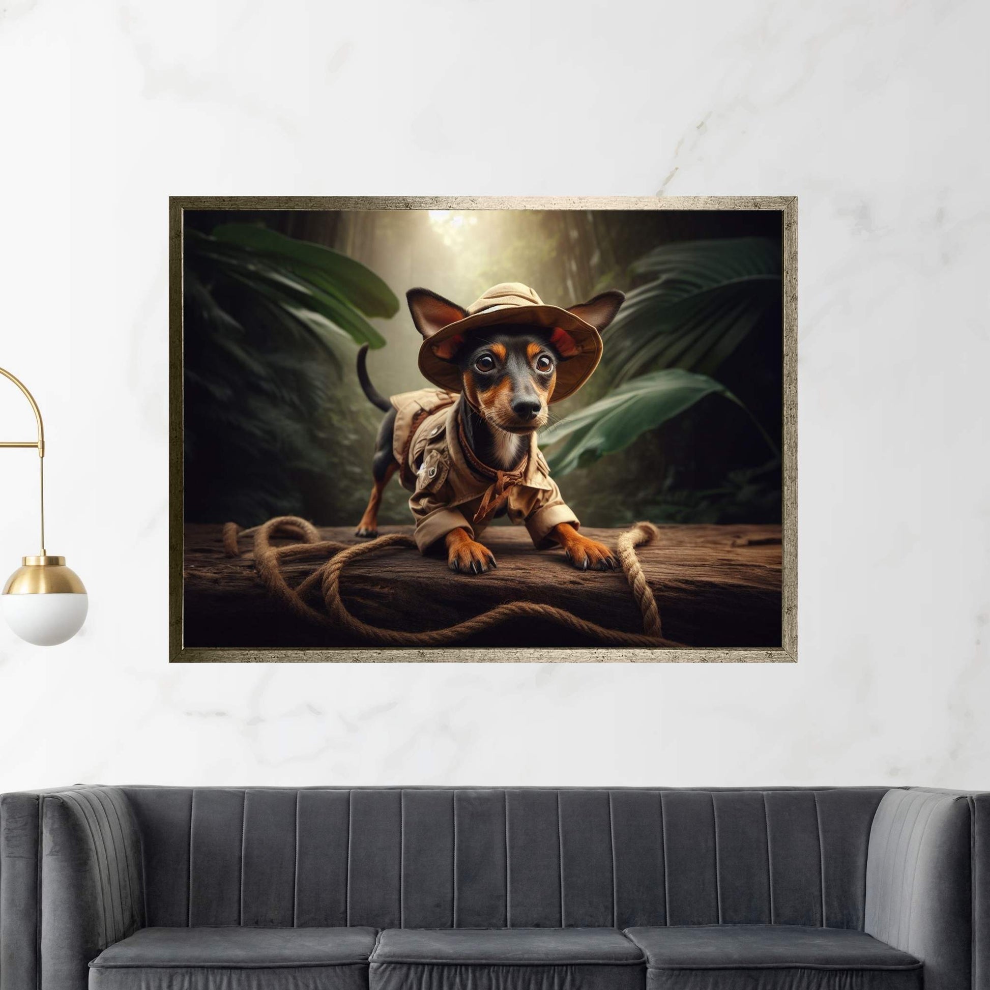 Adventurous Little Dog, Dog in the Forest Canvas Wall Art - Y Canvas