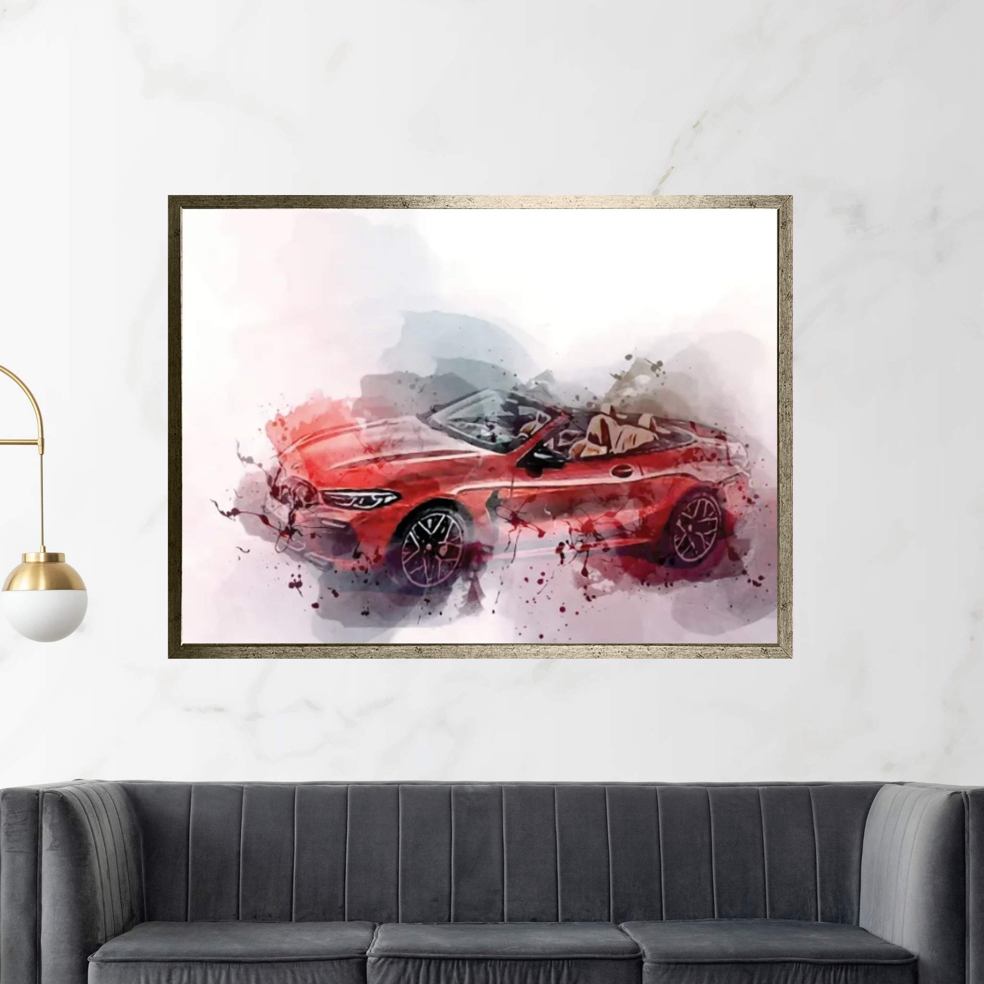 BMW M8 Competition Cabrio Red Cabriolet 2022 Canvas Wall Art - Y Canvas