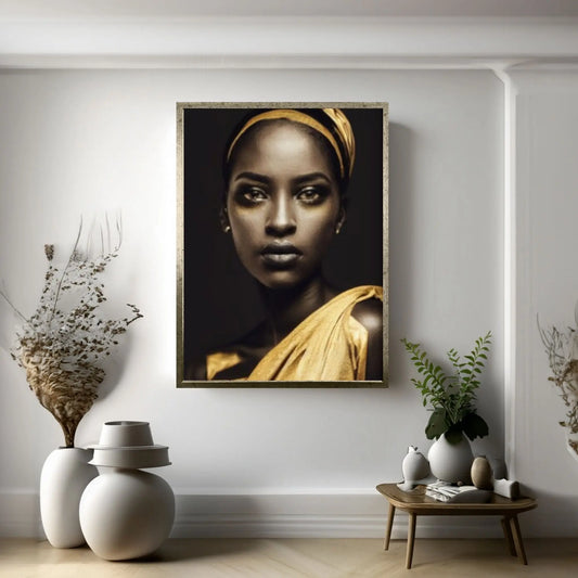 Gold African Woman, African Wall Art, Gold Print, Woman Wall Art, Gold Lip Woman Canvas, African Woman Canvas - Y Canvas