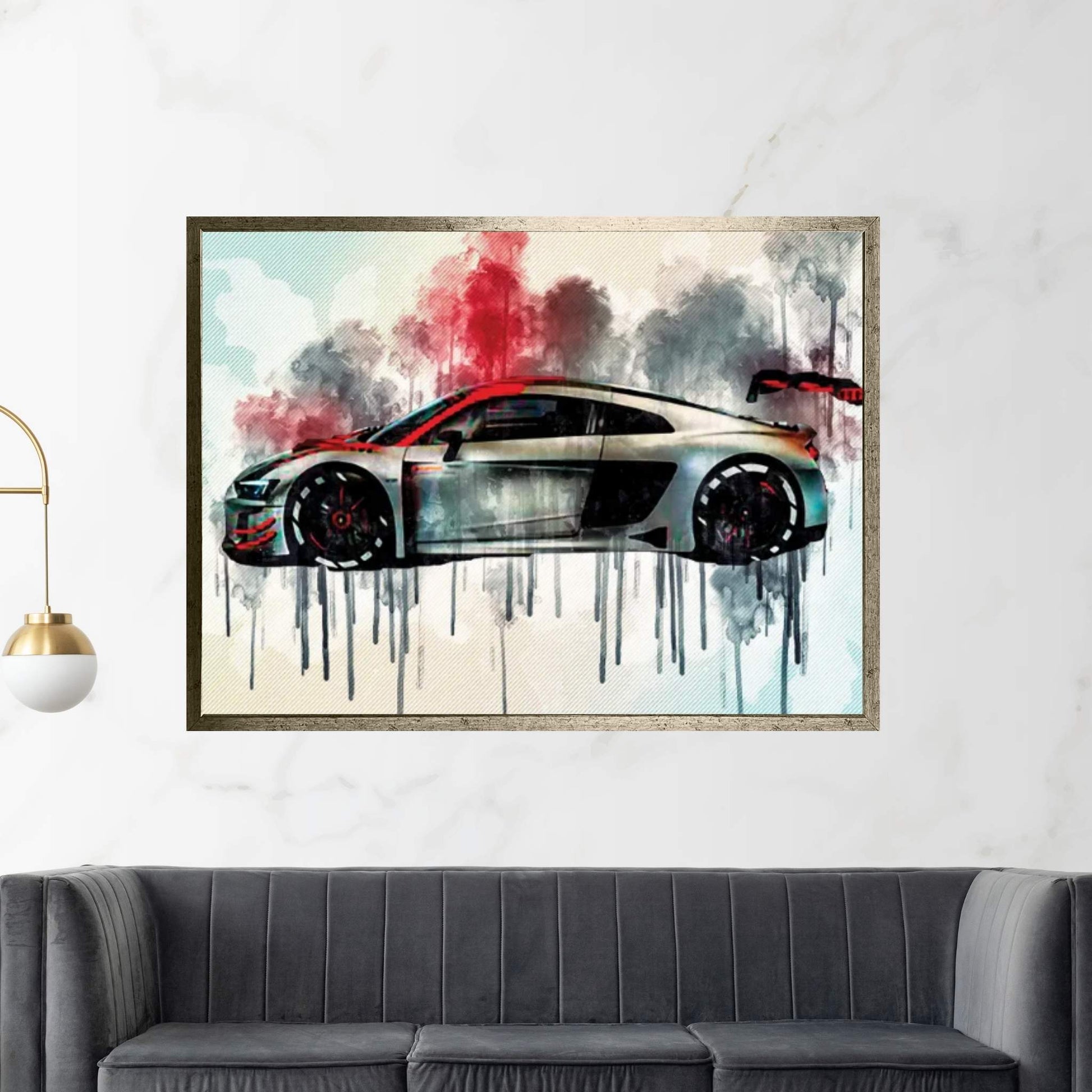 Audi R8 Lms 2019 Side View Tuning R8 Exterior Racing Car Canvas Wall Art - Y Canvas