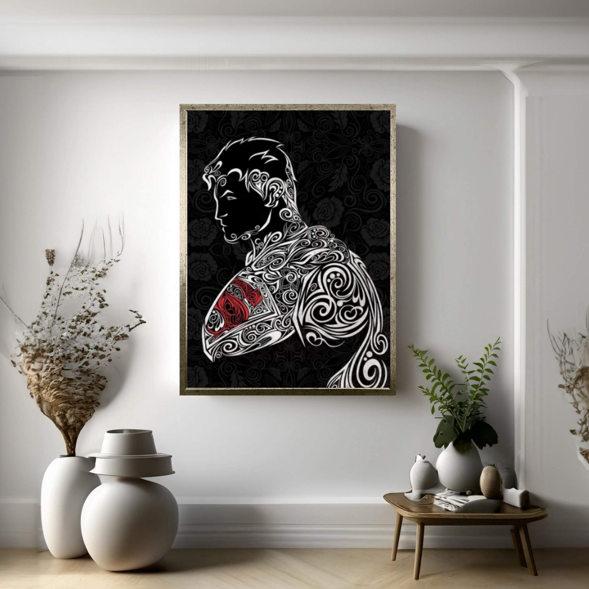 The Man of Carbon Steel in Black Canvas Wall Art - Y Canvas