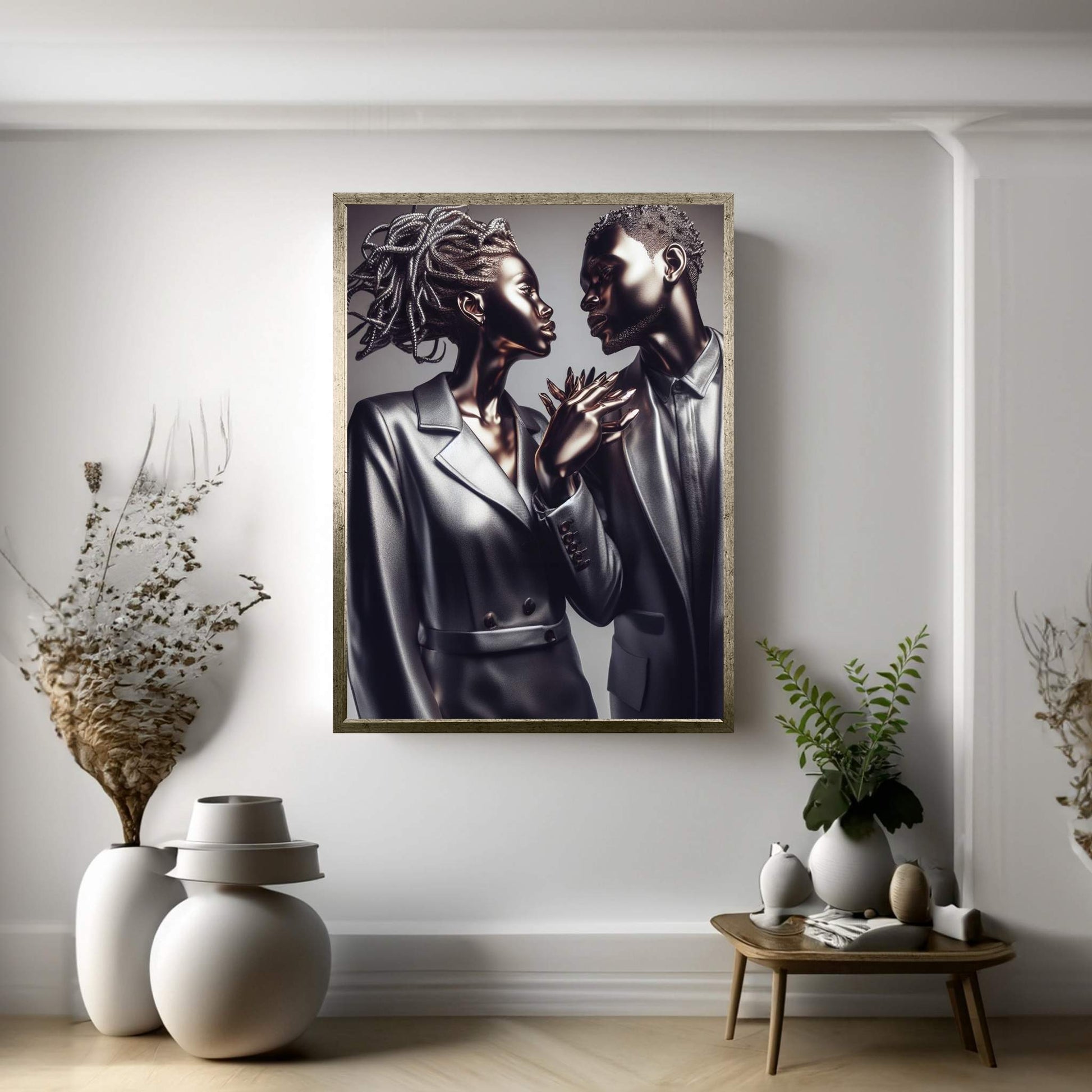 Metalic Love Couple Canvas Wall Art - Y Canvas