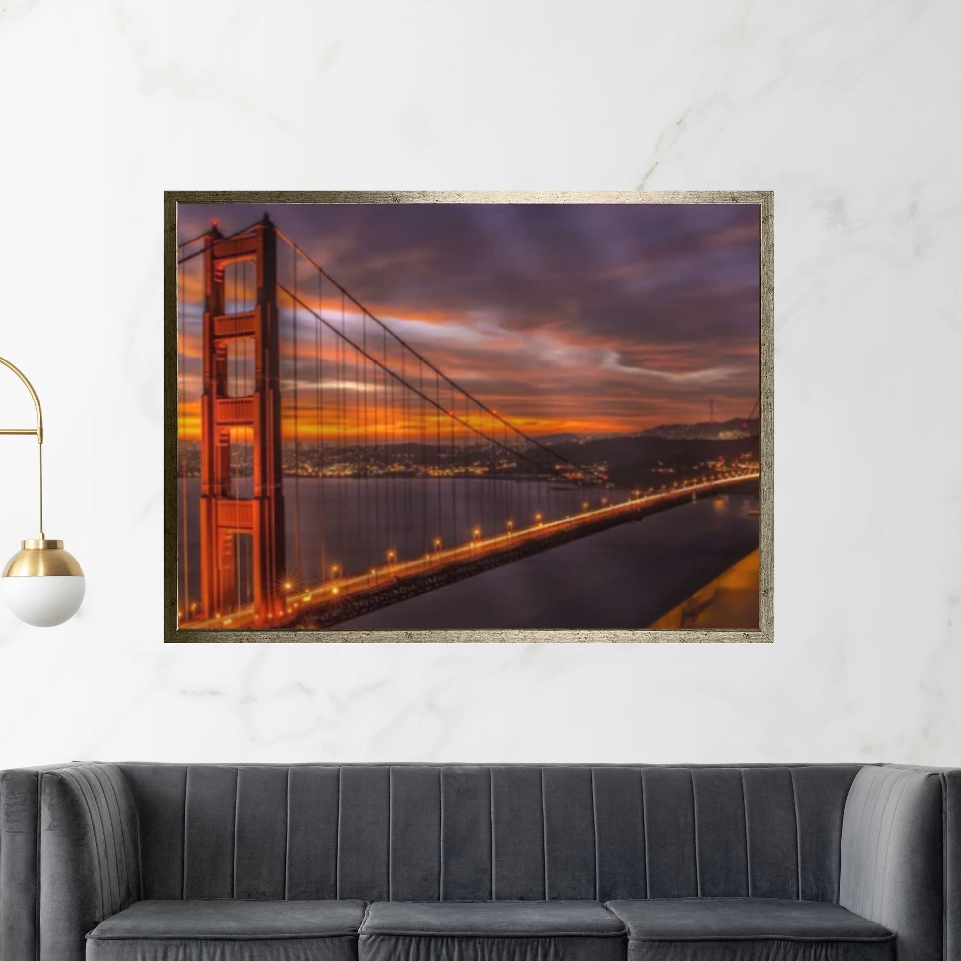 San Francisco Panoramic Canvas Print, San Francisco Canvas Wall Art, Golden Gate Bridge Canvas Art - Y Canvas