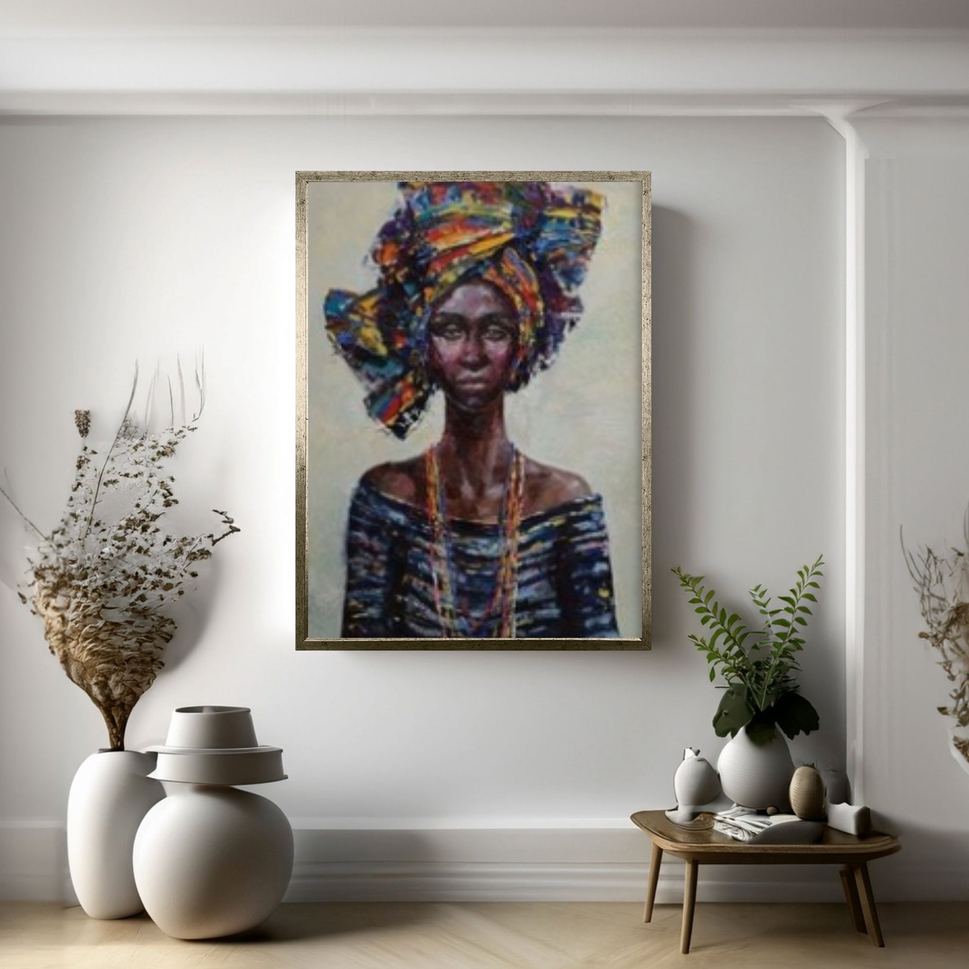 Black Woman Portrait, Afro Art, Colorful Wall Art,African Woman Makeup Wall Art - Y Canvas