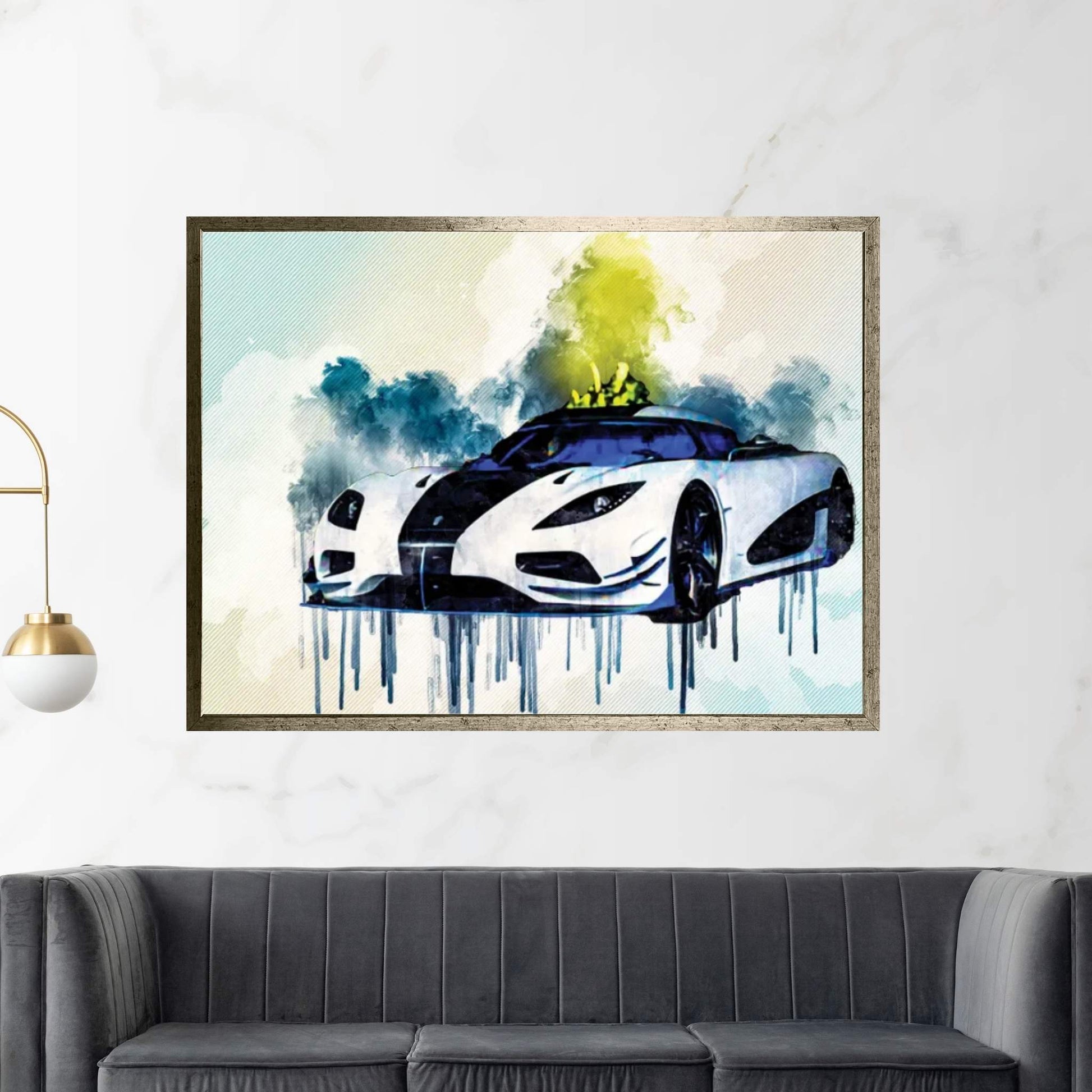 Koenigsegg Agera Hypercar Sports Cars Tuning White Canvas Wall Art - Y Canvas