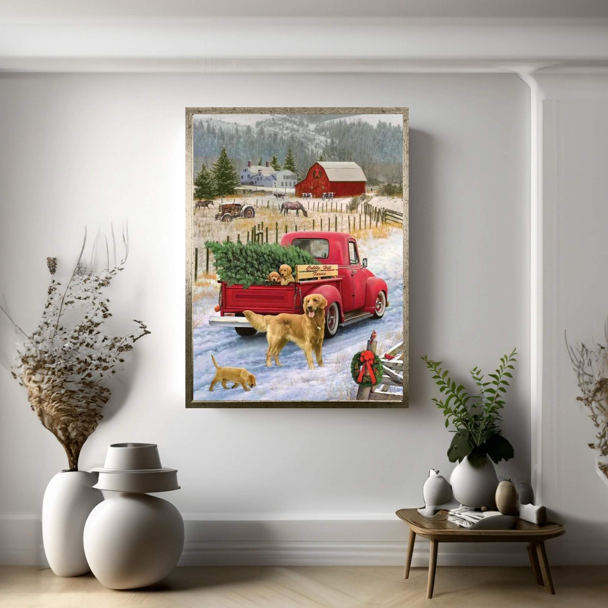 Christmas On The Farm Canvas Wall Art - Y Canvas