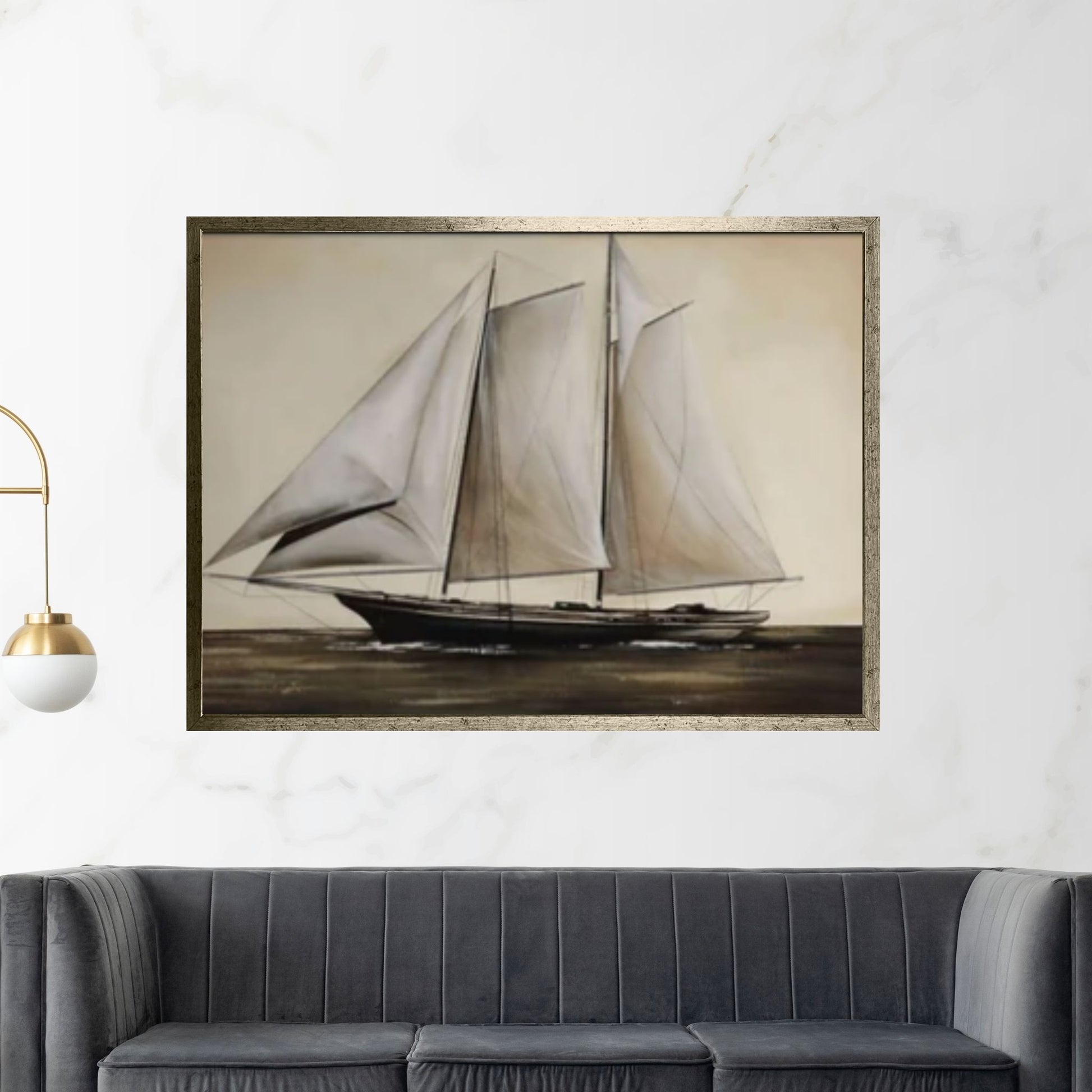 Seascape Wall Art Decor, Ship Ocean Painting, Ship Oil Painting, Ocean Decor, Sailing Ship Canvas Art - Y Canvas