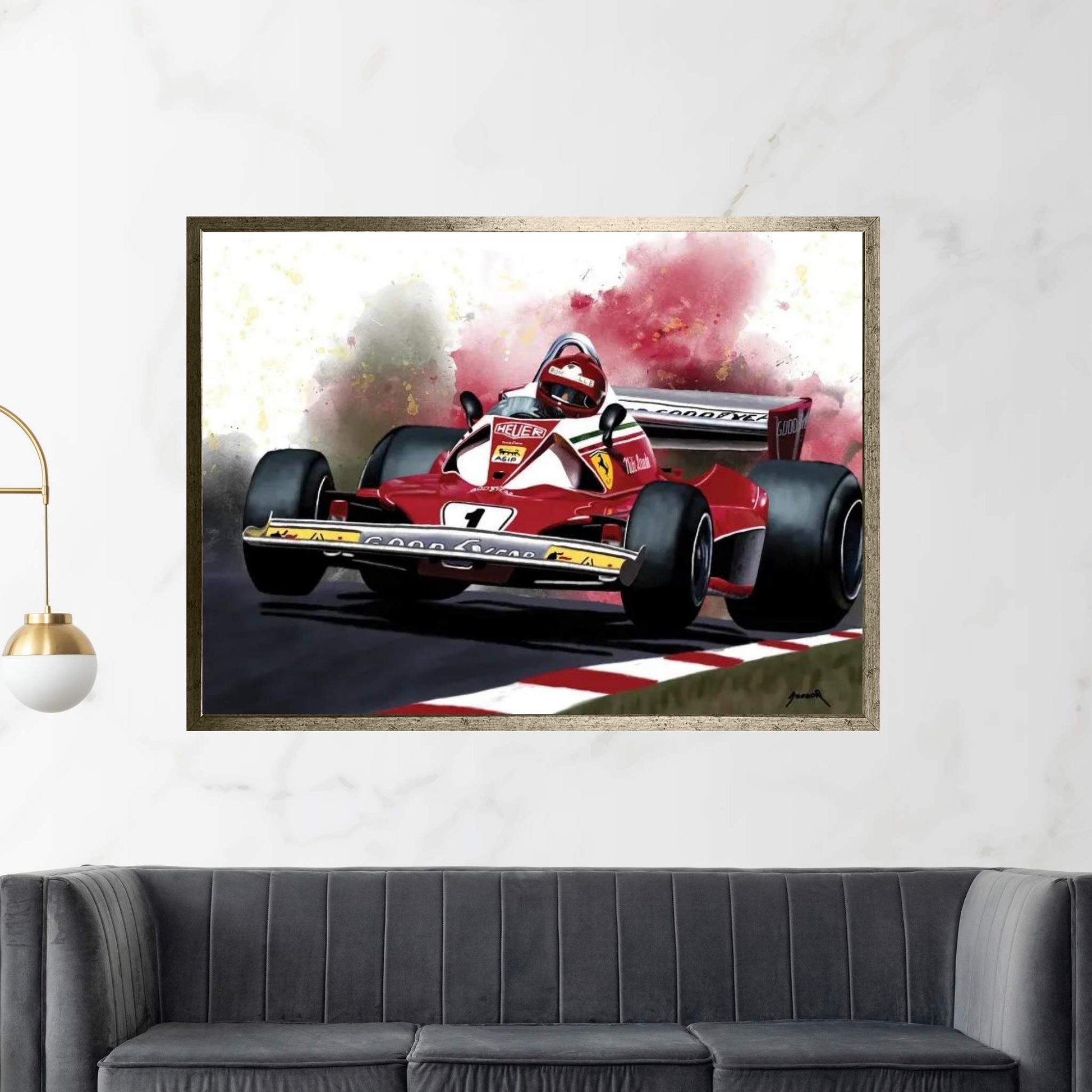 1976 Niki Lauda Racing Car Canvas Wall Art - Y Canvas