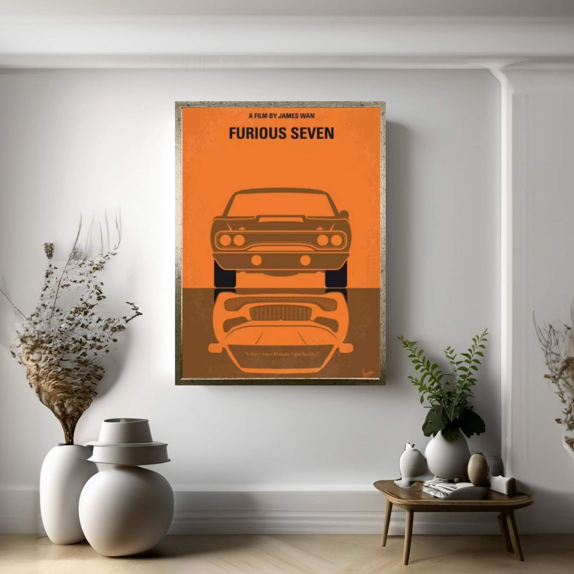 Furious 7 Minimal Movie Poster Canvas Wall Art - Y Canvas