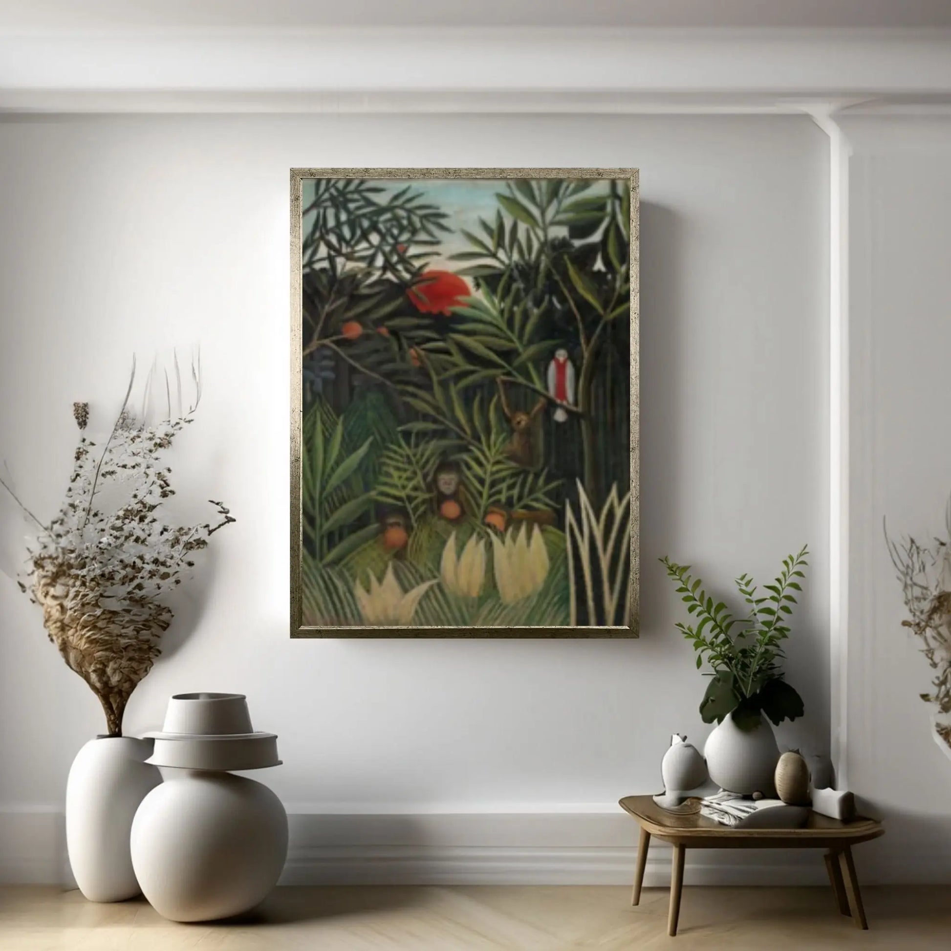 Henri Rousseau Monkeys and Parrot Canvas Wall Art Print, Henri Rousseau, Henri Rousseau Poster, Tropical Print Wall Art - Y Canvas