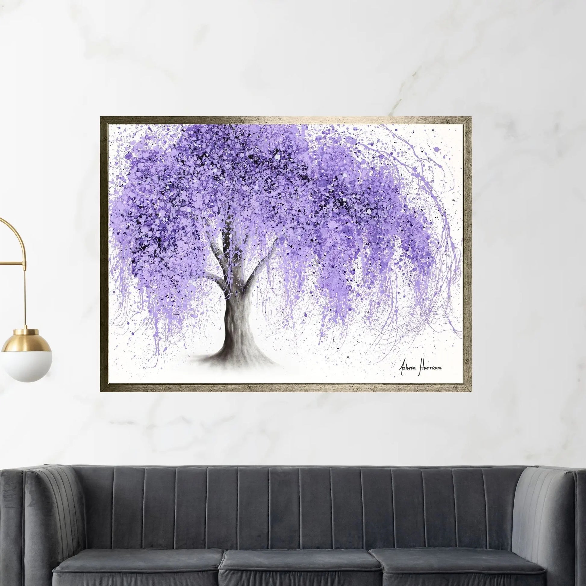 Purple Wishing Willow Canvas Wall Art - Y Canvas