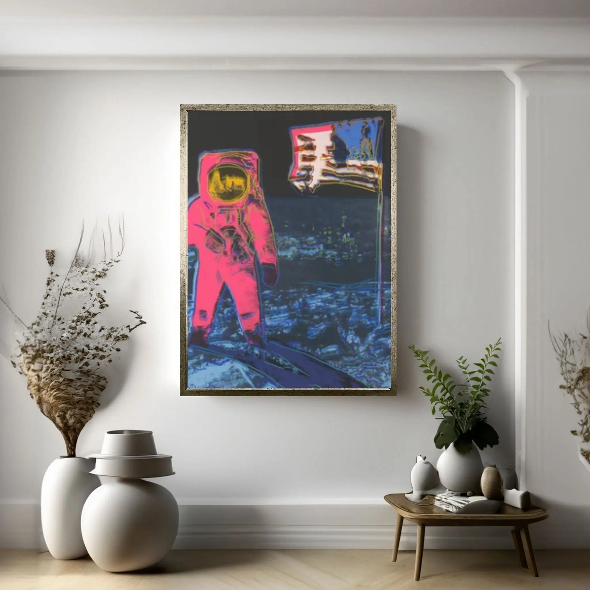 Andy Warhol Moonwalk pop art poster, Andy Warhol Moonwalk Print Warhol Astronaut Wall Art Canvas Paint - Y Canvas