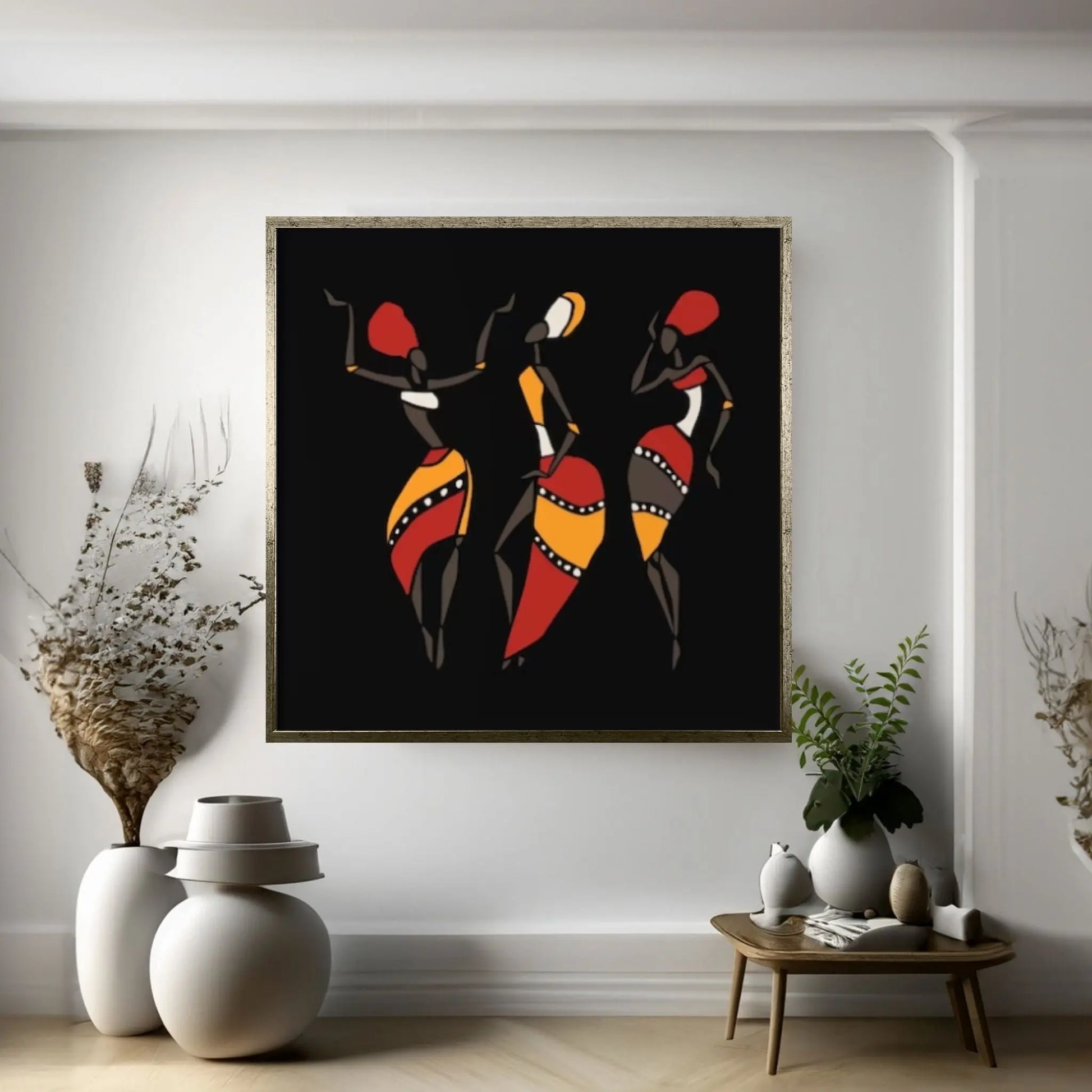 African Women Dancing, Woman Silhouette, African Woman Canvas Wall Art, Wall Art Canvas, Woman Painting - Y Canvas