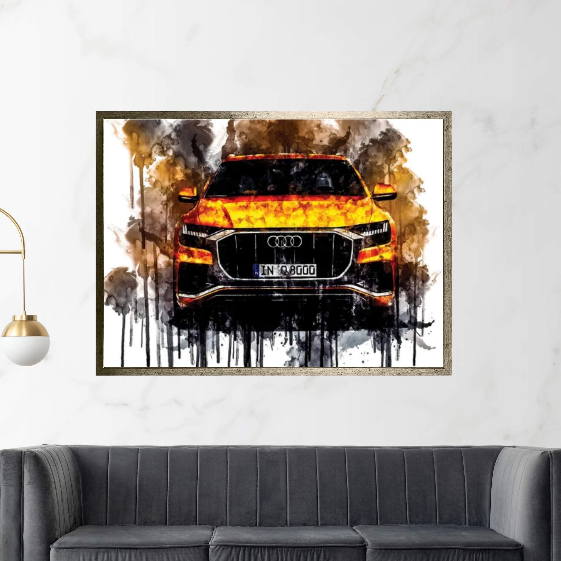 Car 2018 Audi Q8 50 TDI Quattro S Line Canvas Wall Art - Y Canvas