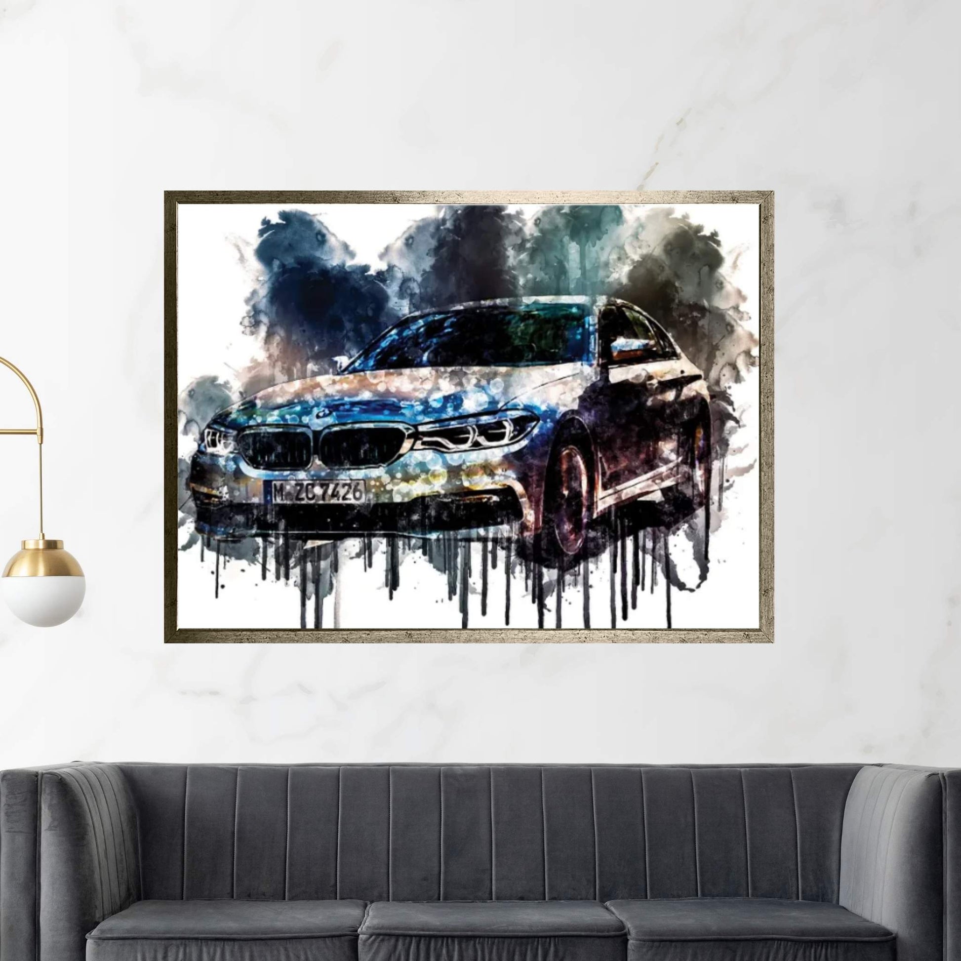 2018 BMW 530e iPerformance Series Vehicle CCCLXXXVIII Canvas Wall Art - Y Canvas