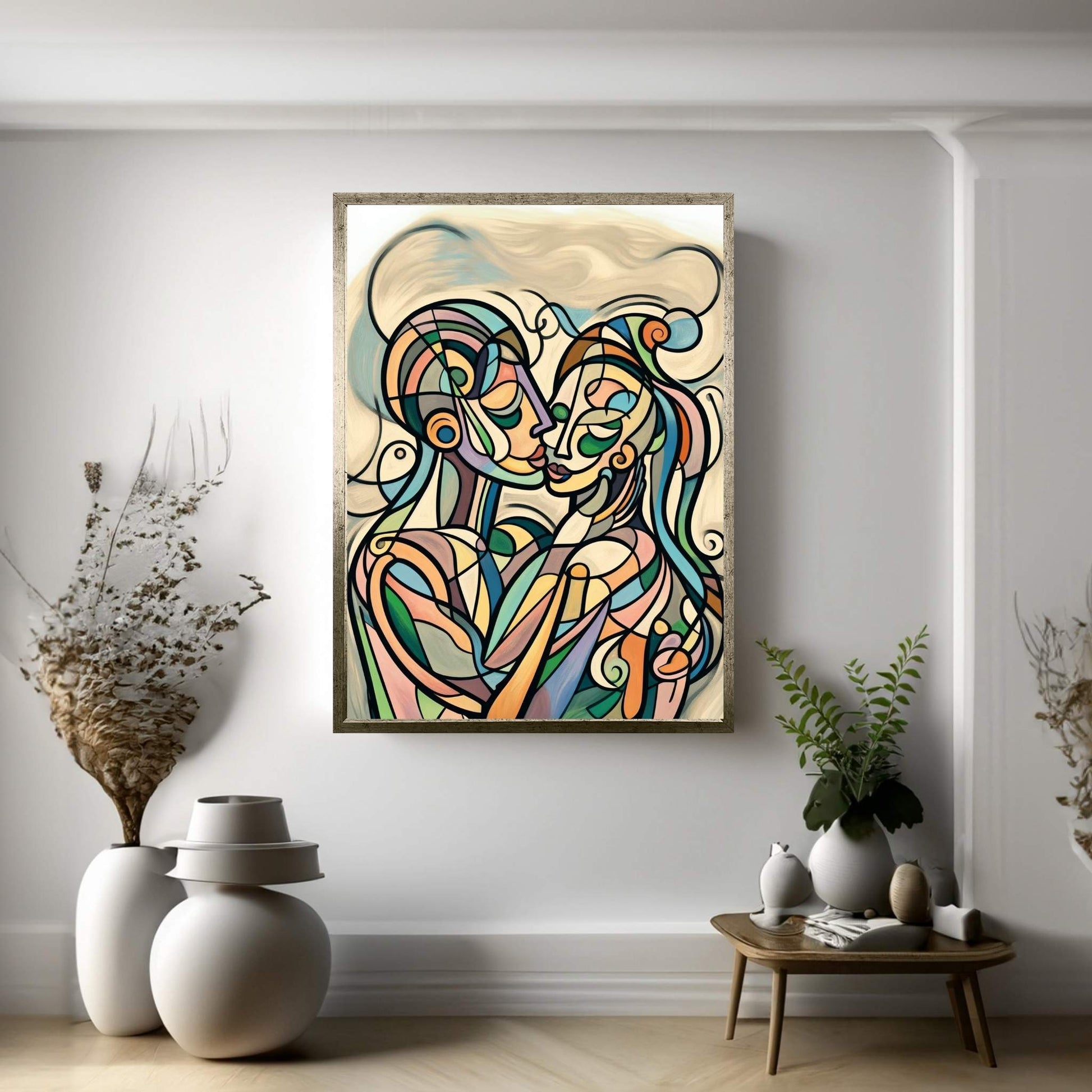 Love Couple Picasso Style Canvas Wall Art - Y Canvas