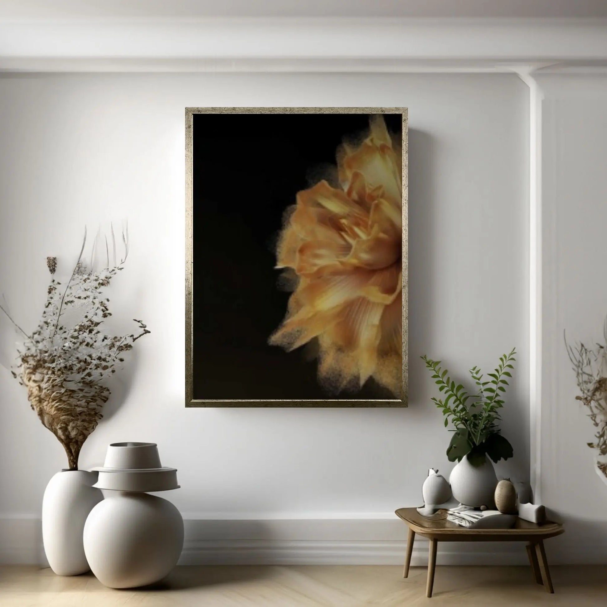 Yellow Gold Flower Canvas Wall Art - Y Canvas