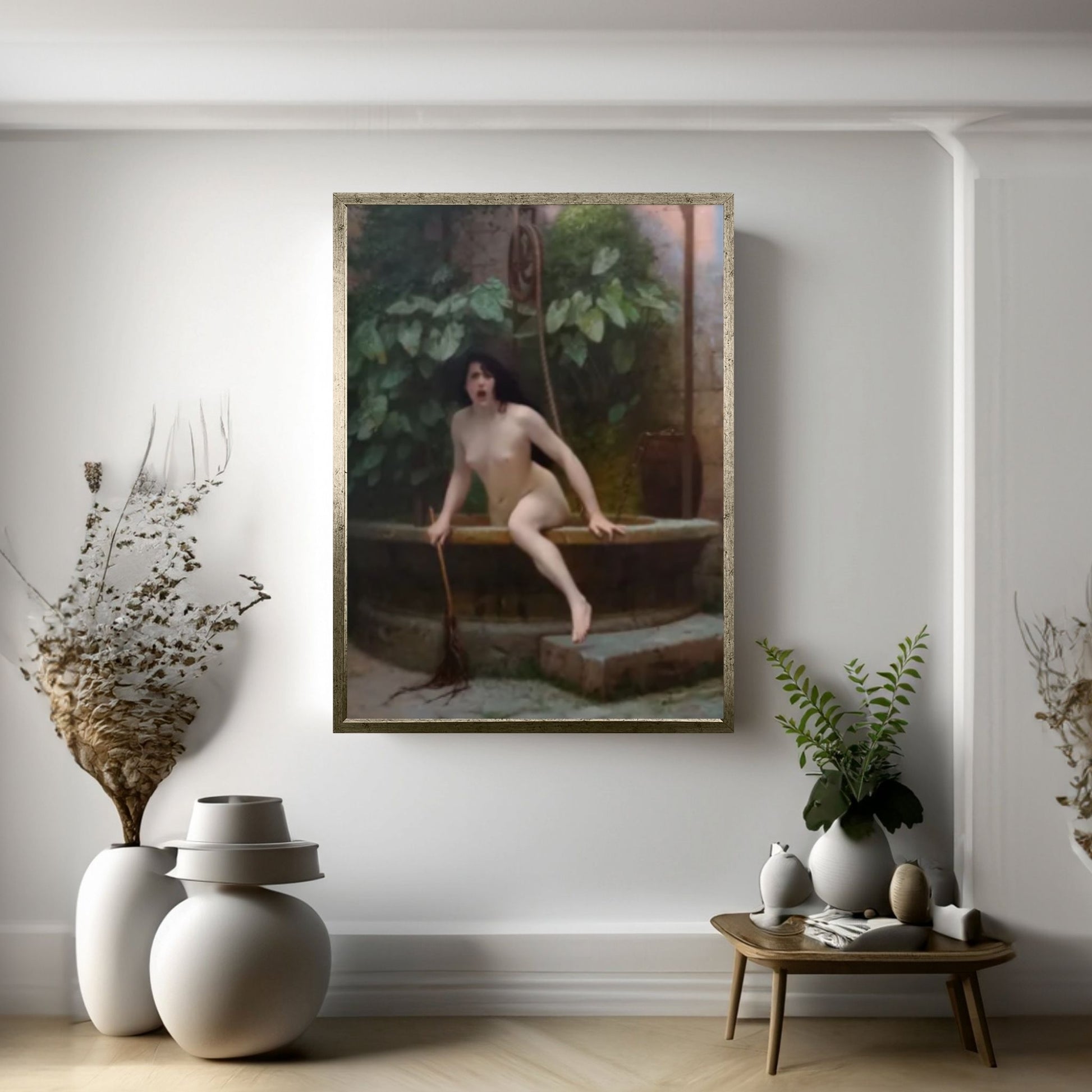 Jean-Léon Gérôme : Truth Coming Out of Her Well Canvas Wall Art Print Poster - Y Canvas