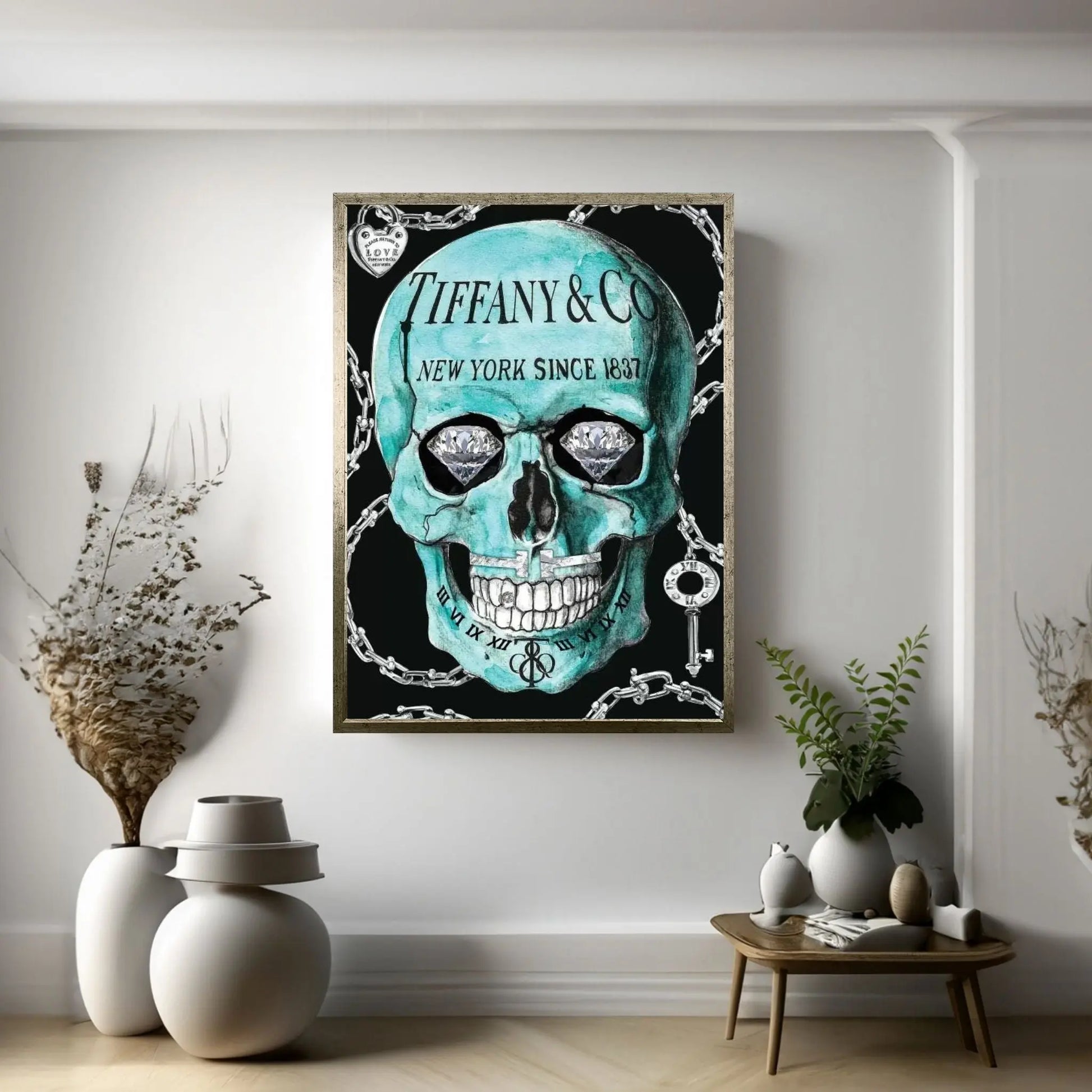 Tiffany Skull Canvas Wall Art - Y Canvas