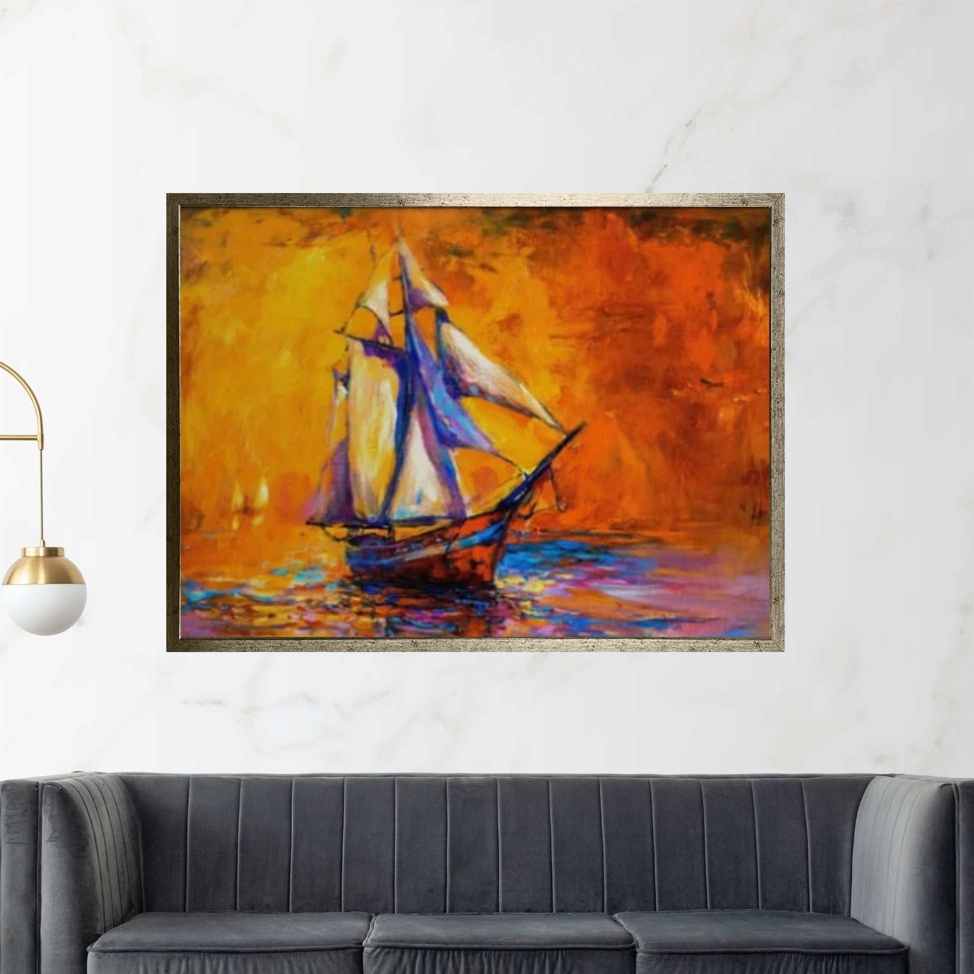 Seascape Wall Art Decor, Ship Ocean Painting, Ship Oil Painting, Ocean Decor, Sailing Ship Canvas Art - Y Canvas