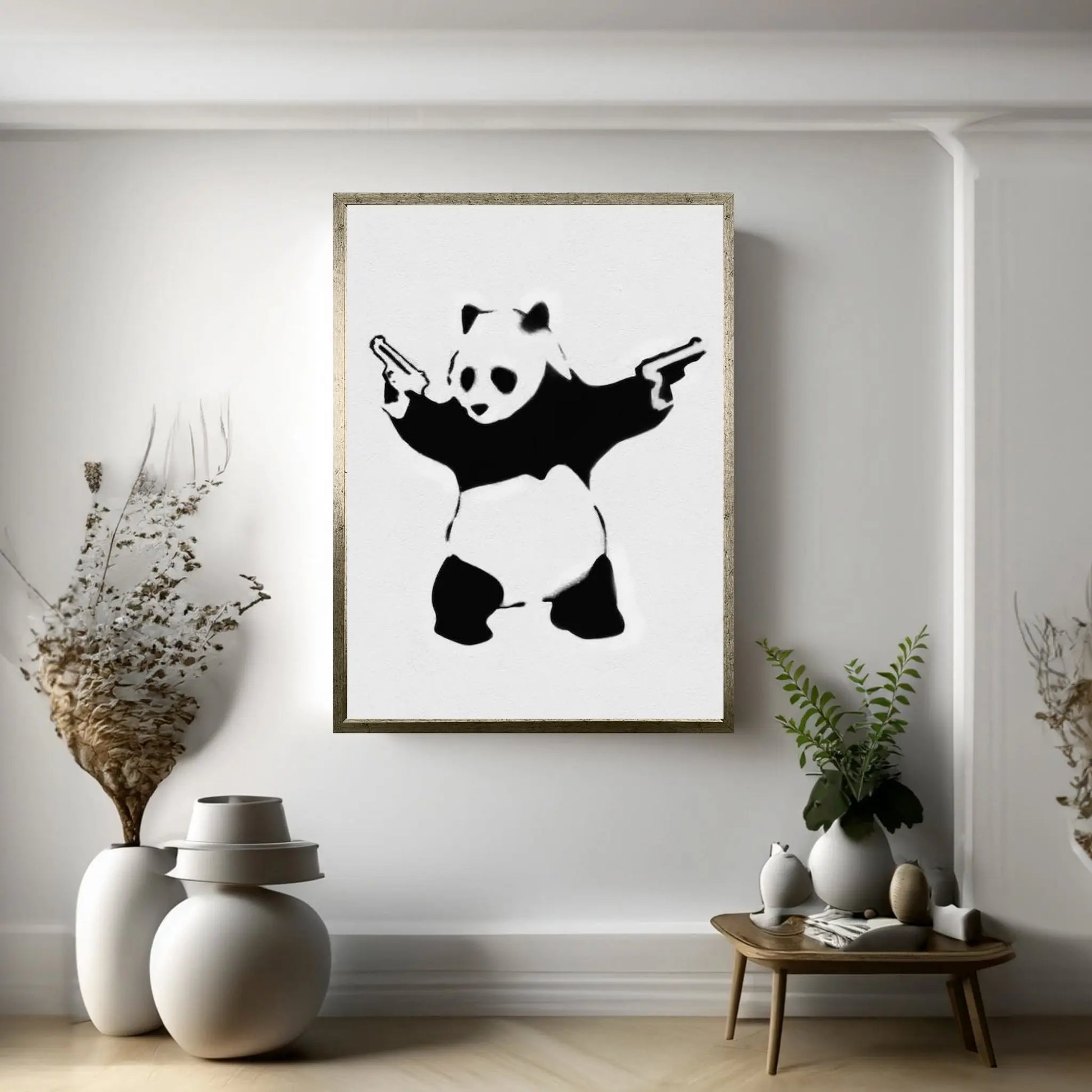 Panda With Guns Canvas Wall Art - Y Canvas