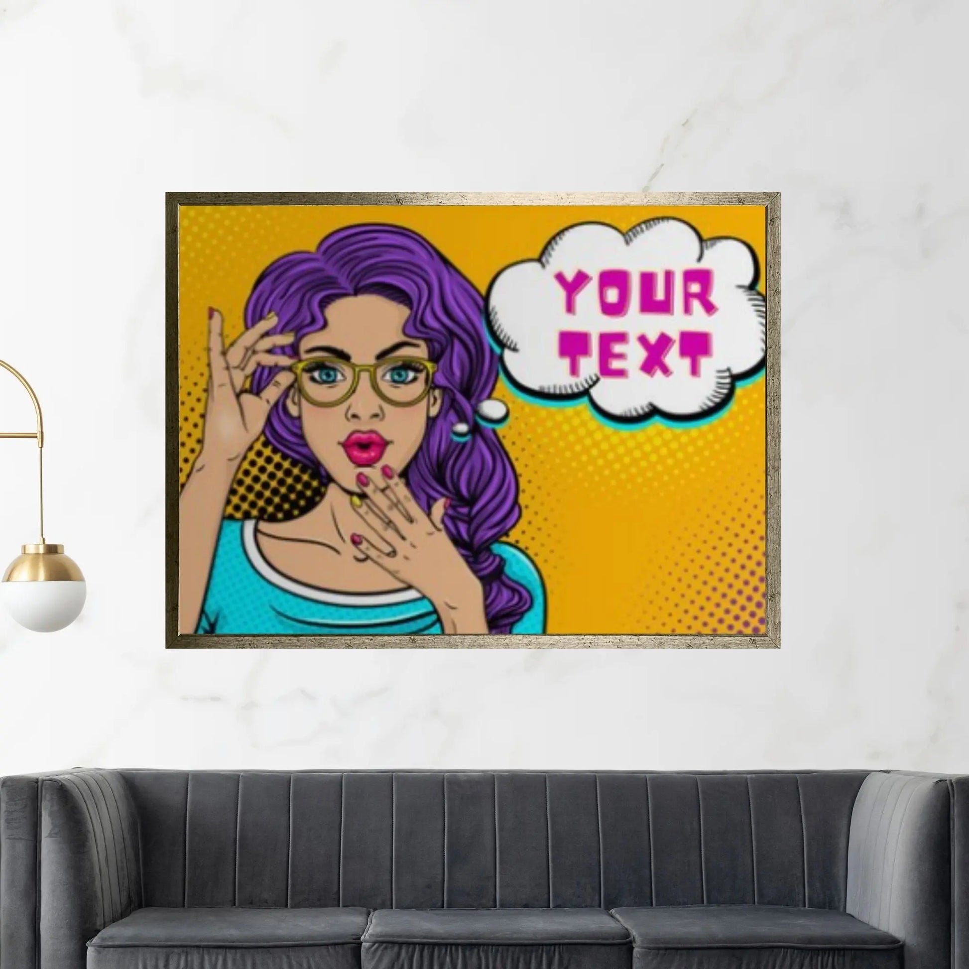 Customize Youre Text Here Pop Art Woman Wall Art, Comic Pop Art, Woman OMG, Woman Face - Y Canvas