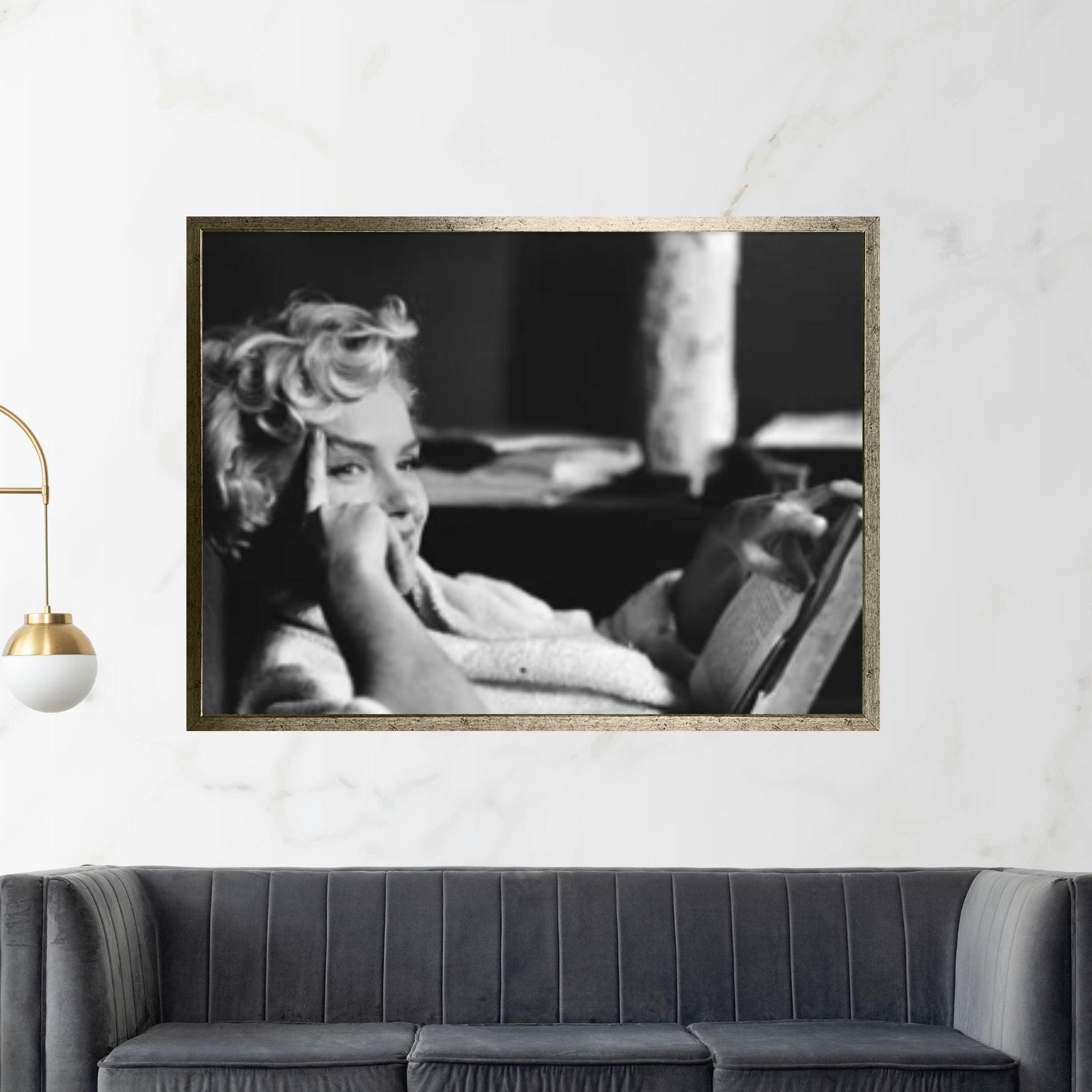 Marilyn Monroe Art Canvas Wall Art -Marilyn Wall Art - White Bath Robe B&W Poster Canvas - Y Canvas