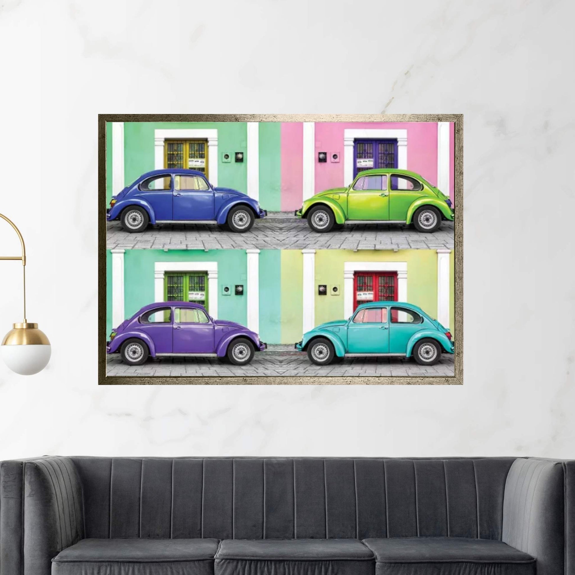 Four VW Beetle Cars I Canvas Wall Art - Y Canvas