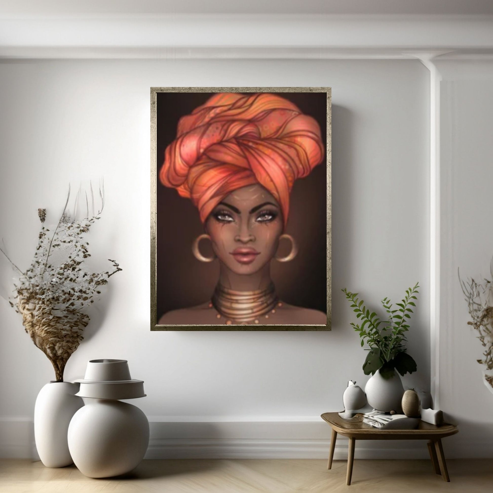 African Art Wall Decor, African Woman Makeup Wall Art, Abstract Canvas Art - Y Canvas