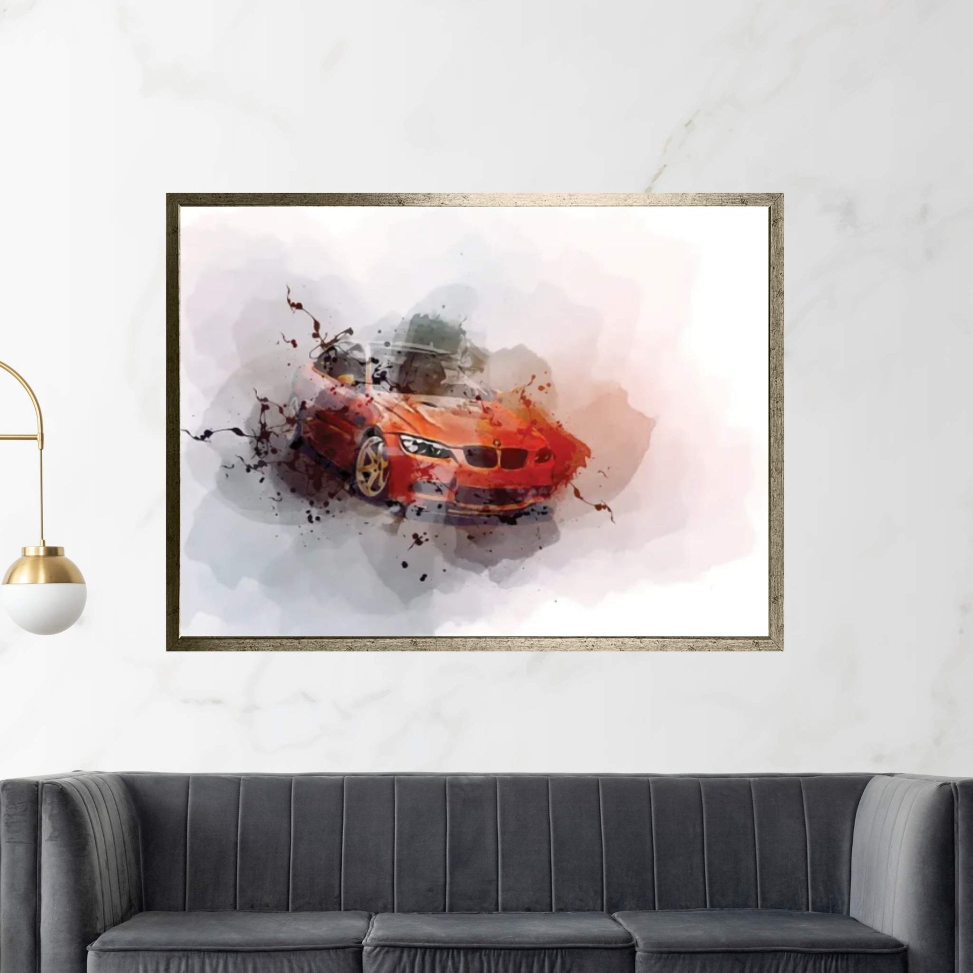 BMW M3 E92 Orange Coupe Tuning Canvas Wall Art - Y Canvas