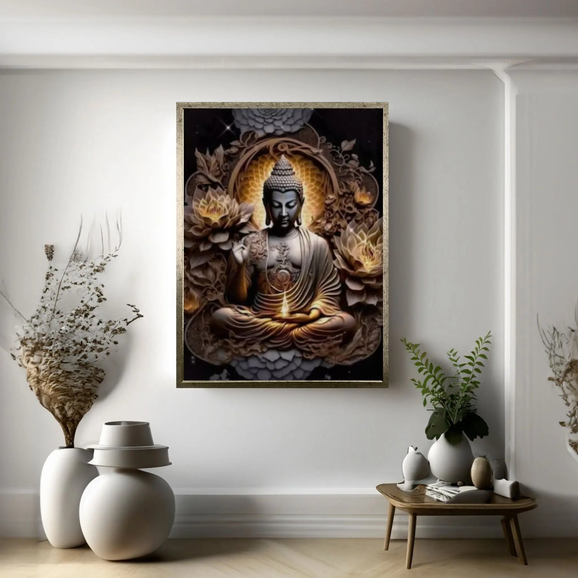 Buddha Buddhism Statue Canvas Wall Art Home Decor - Y Canvas