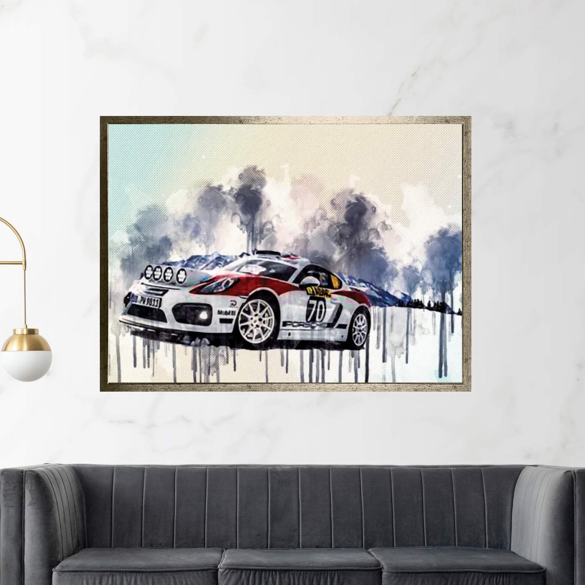 Porsche Cayman Gt4 Clubsport 2019 Racing Car Winter Snow Rally Tuning German Sports Cars Canvas Wall Art - Y Canvas