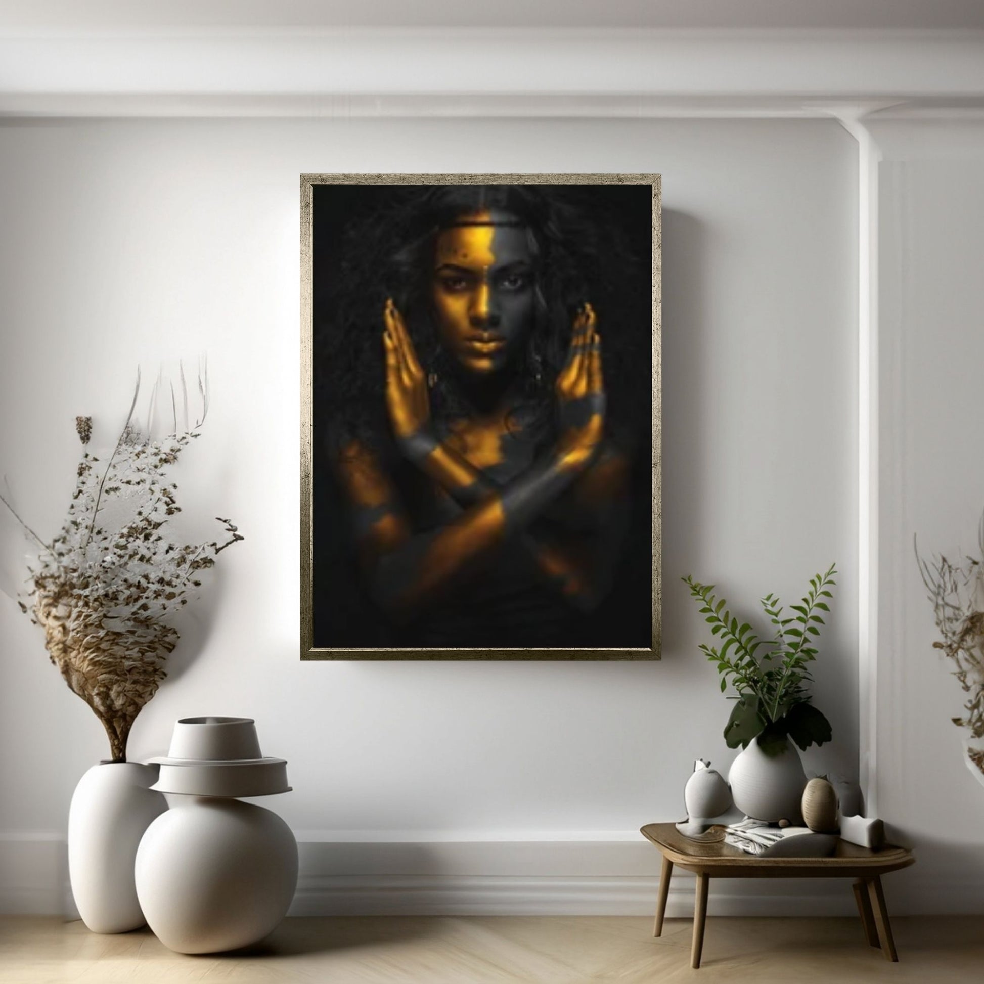 African Black Warrior Woman Portrait, Colorful Wall Art, African Woman Makeup Wall Art - Y Canvas